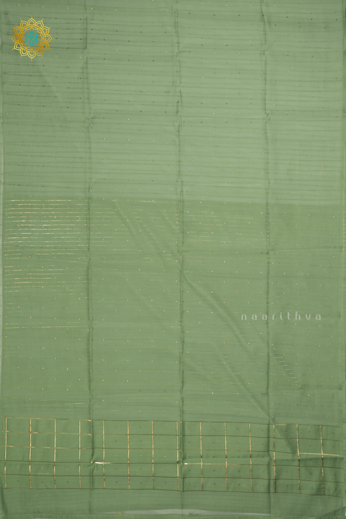 Pista Green Organza Saree With Zari Buttas And Stripes With Checks On Pallu And Blouse
