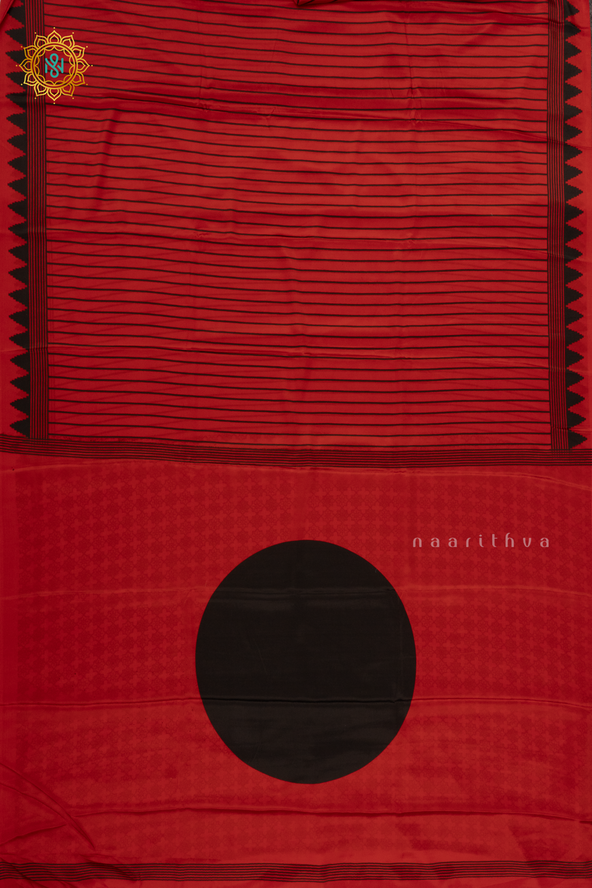 RED WITH BLACK - SATIN CREPE