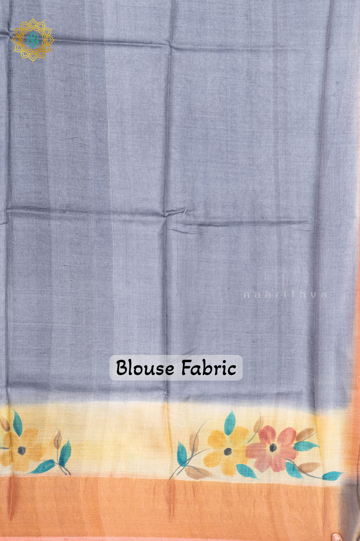 PEACH WITH GREY - PURE TUSSAR SILK WITH HAND PAINTED