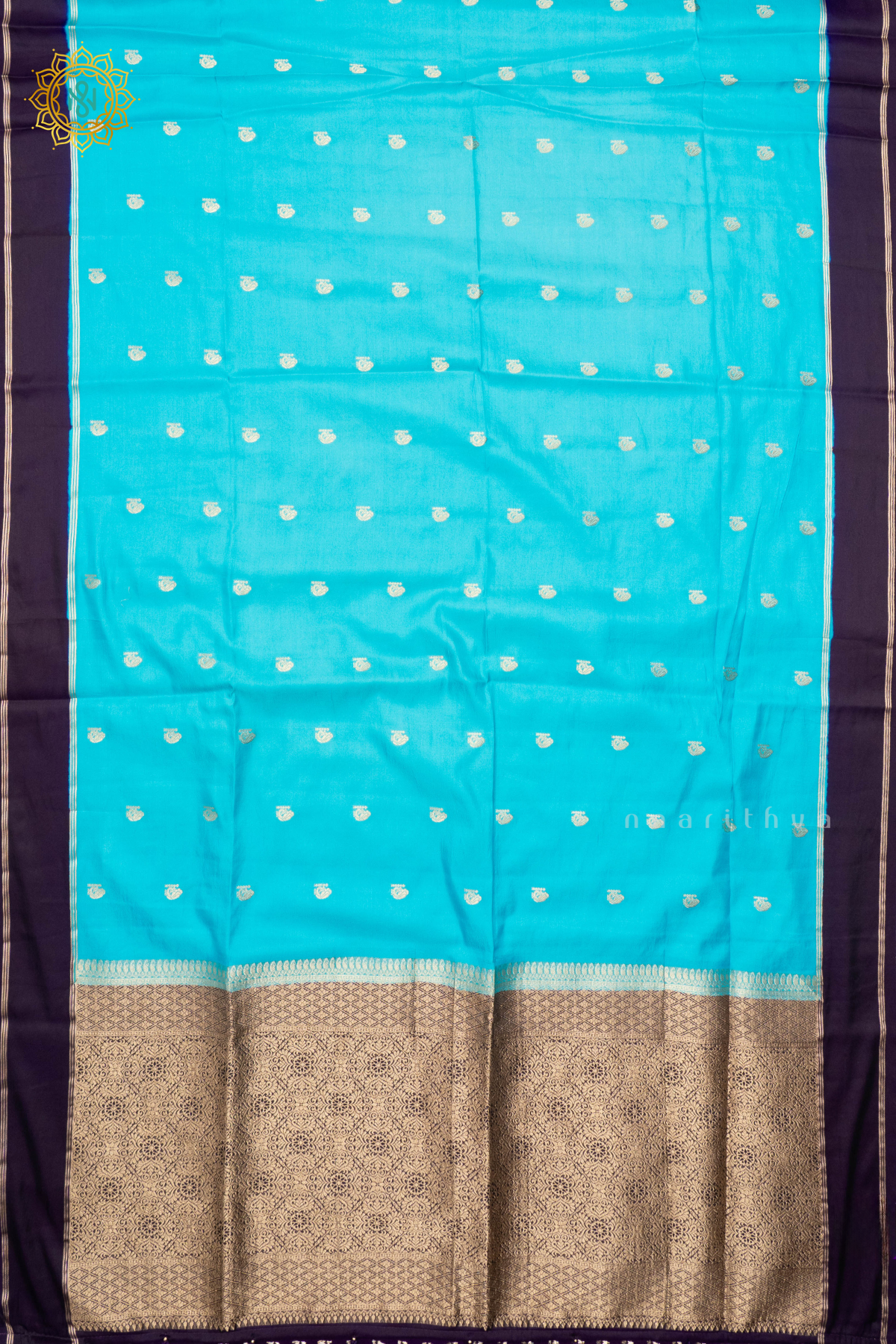 SKY BLUE WITH PURPLE - SEMI SILK