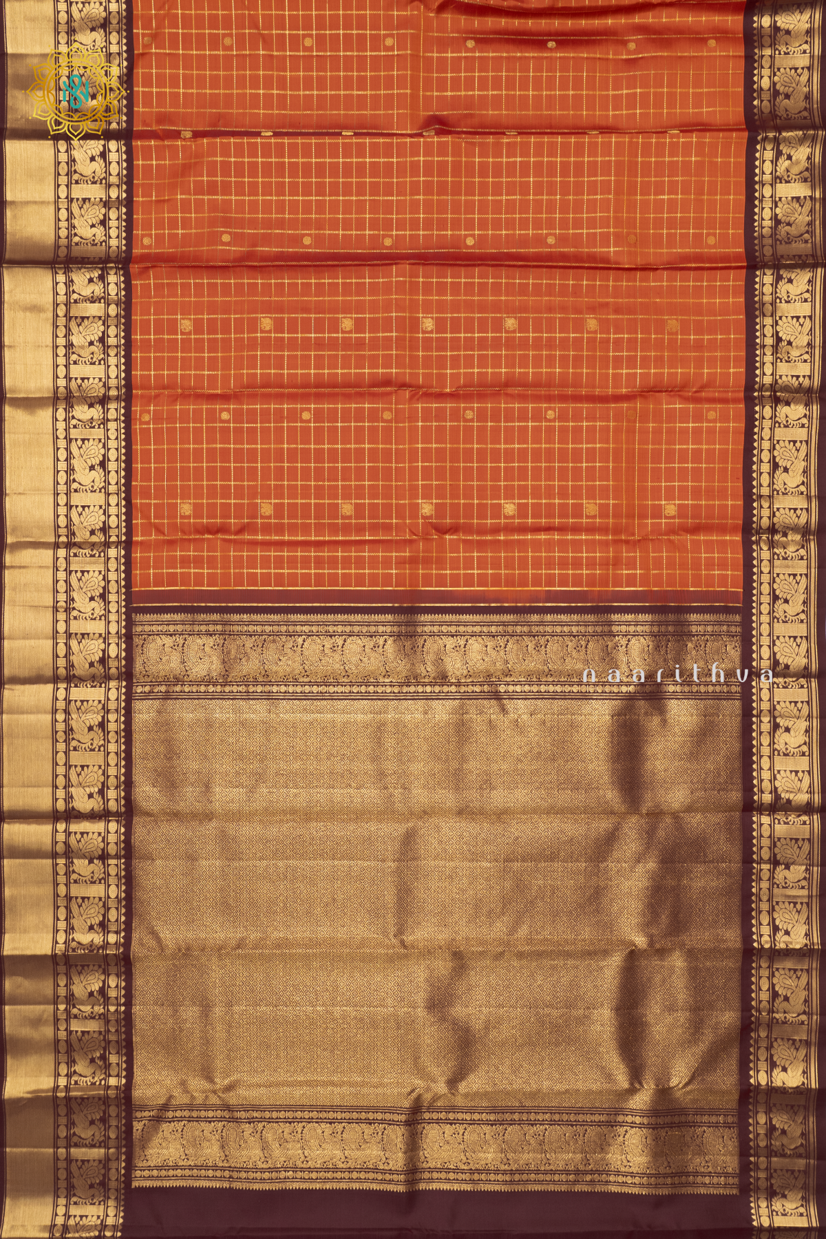 RUST ORANGE WITH BROWN - PURE KANJIVARAM SILK