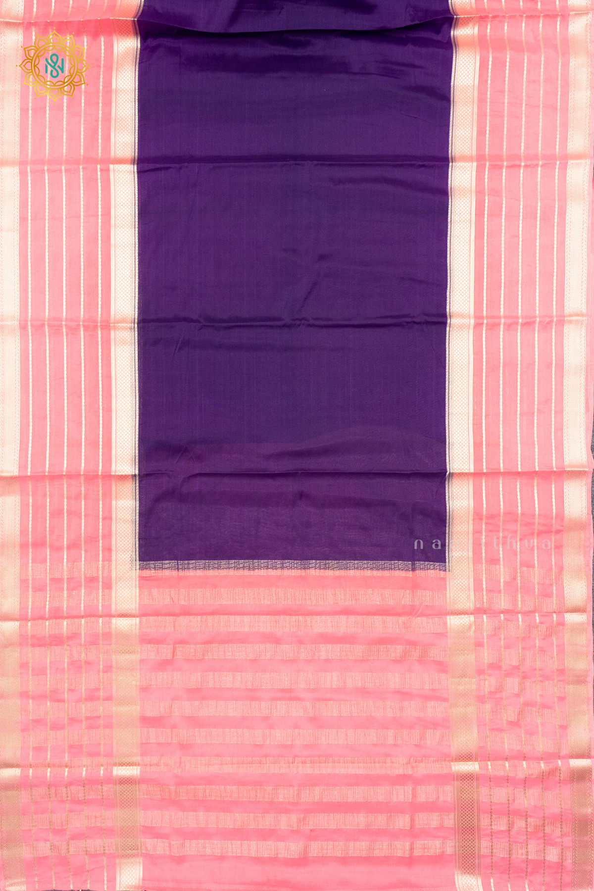 PURPLE WITH PEACH - SEMI MYSORE CREPE SILK