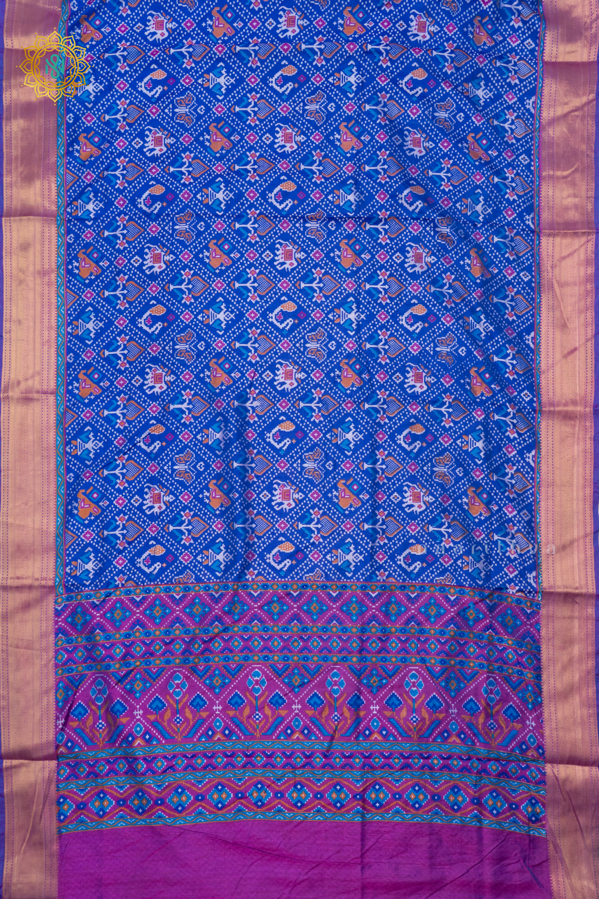 BLUE WITH MAGENTA - SEMI PATOLA SILK