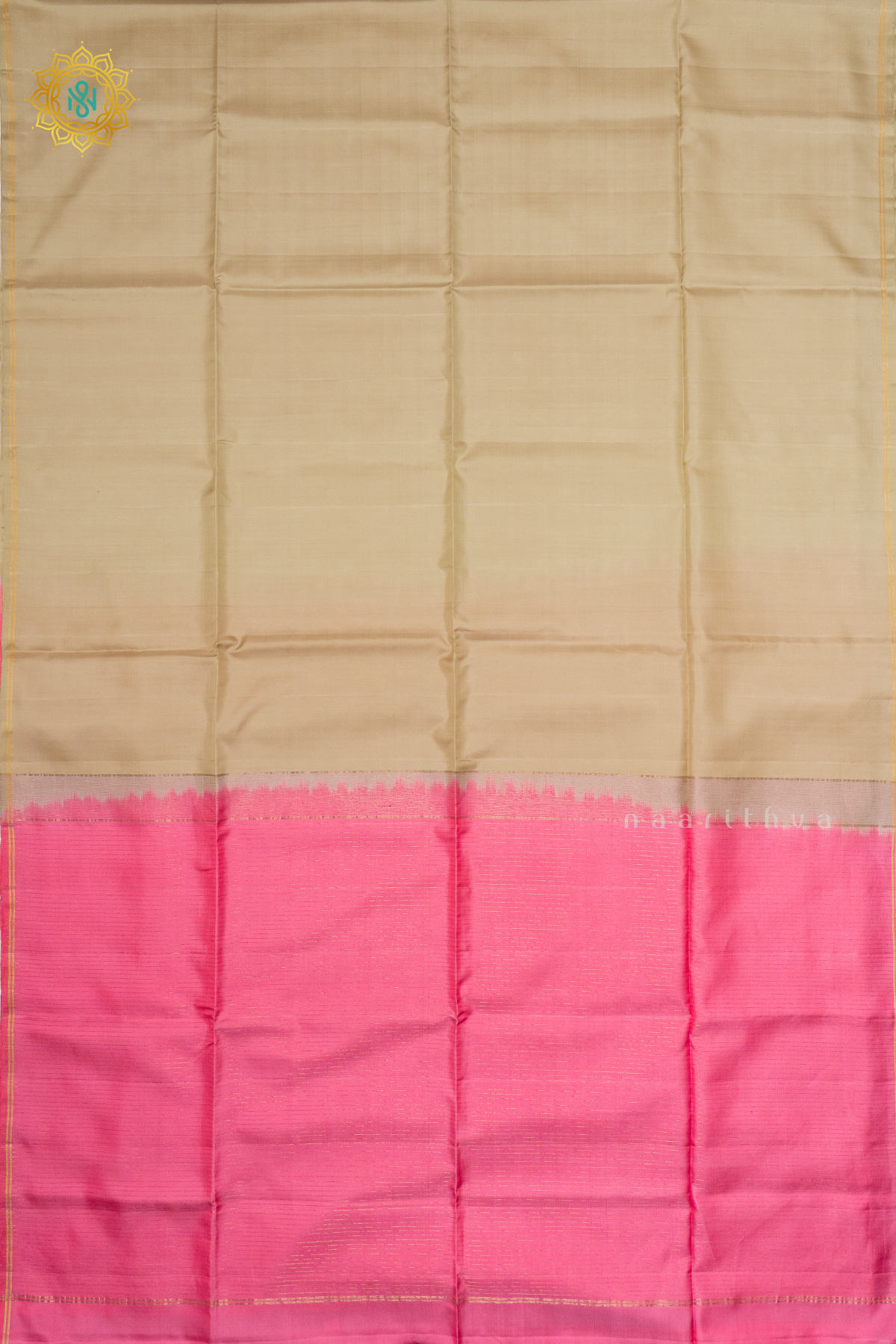 OFF WHITE WITH PINK - PURE KANJIAVARAM SOFT SILK