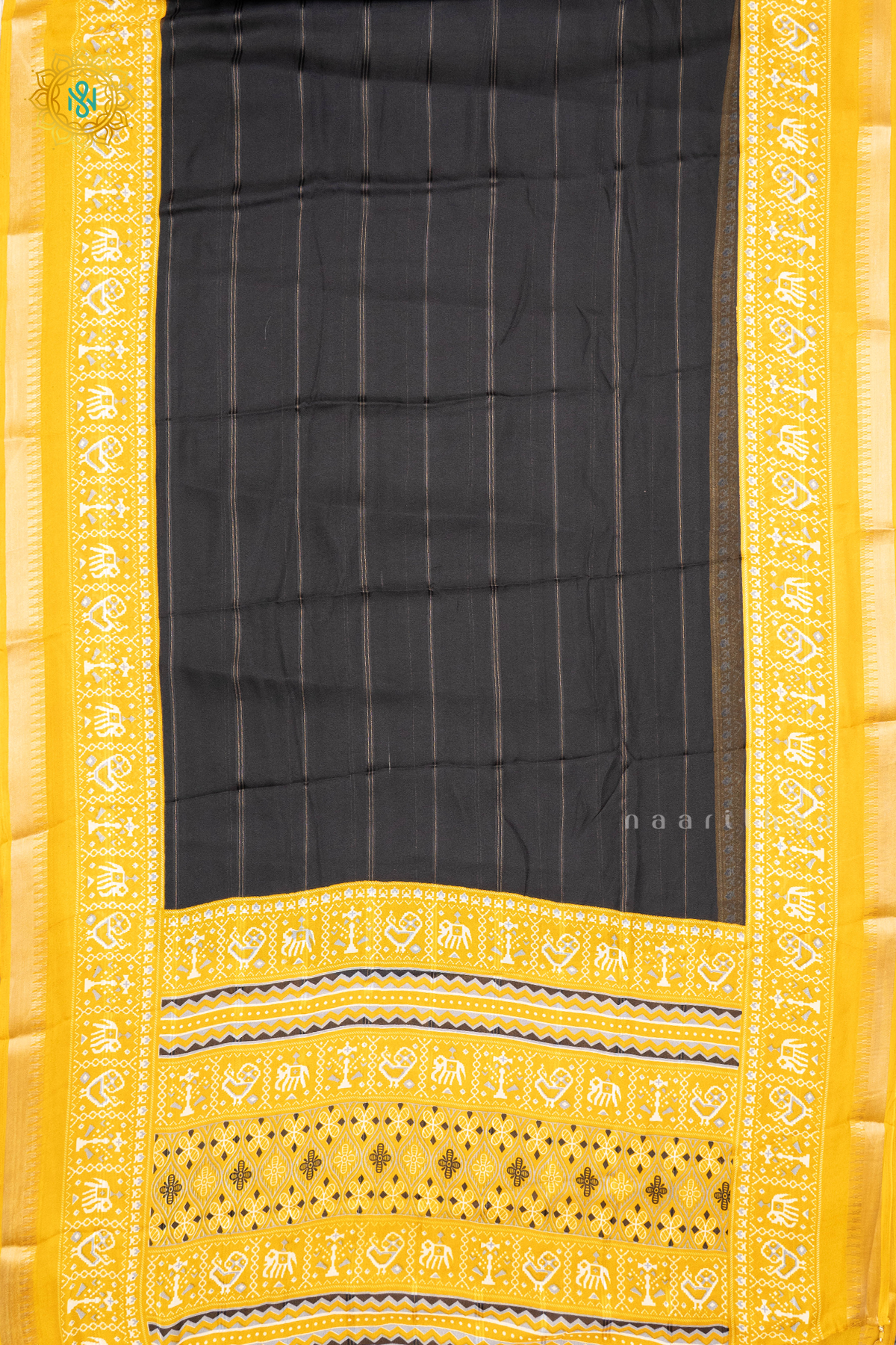 BLACK WITH YELLOW - SEMI GEORGETTE