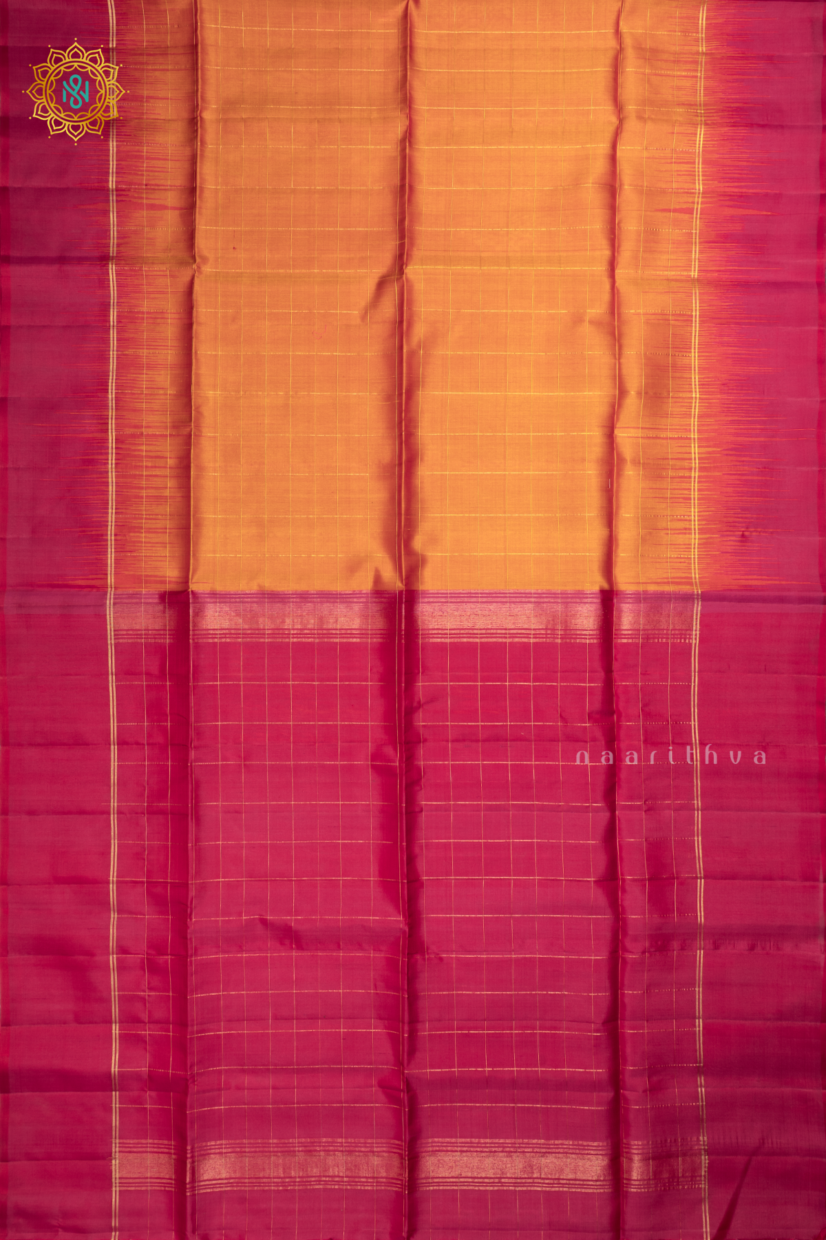 Yellow With Pink Pure Kanjiavaram Soft Silk Saree with Zari Checks All Over And Contrast Border