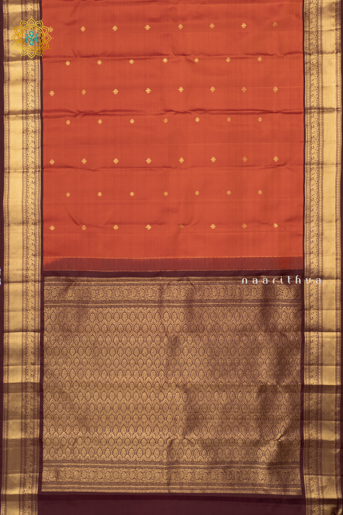 RUST ORANGE WITH BROWN - PURE KANJIVARAM SILK