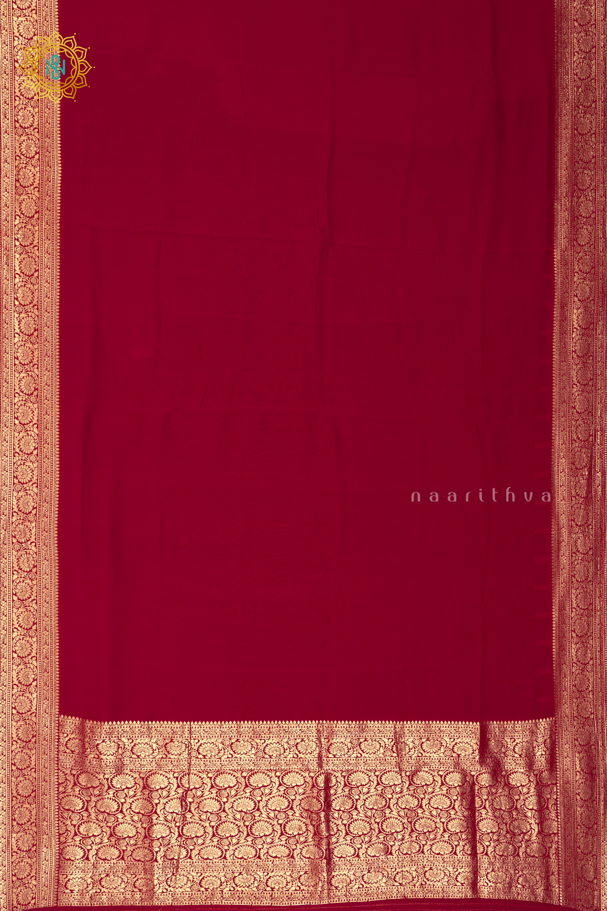 RED WITH GREEN - SEMI GEORGETTE