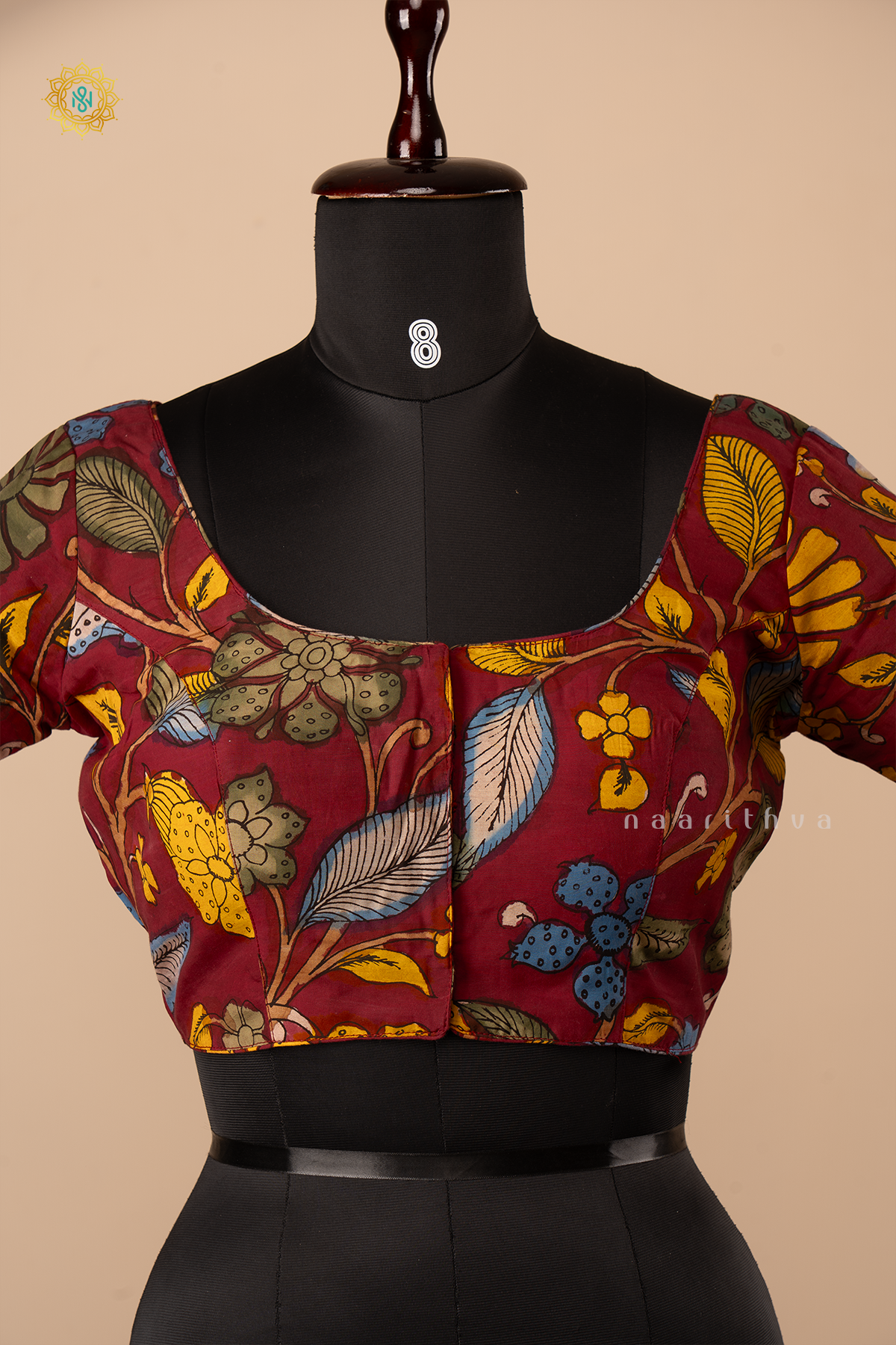 Marooon - Hand Painted Pen Kalamkari Readymade Blouse