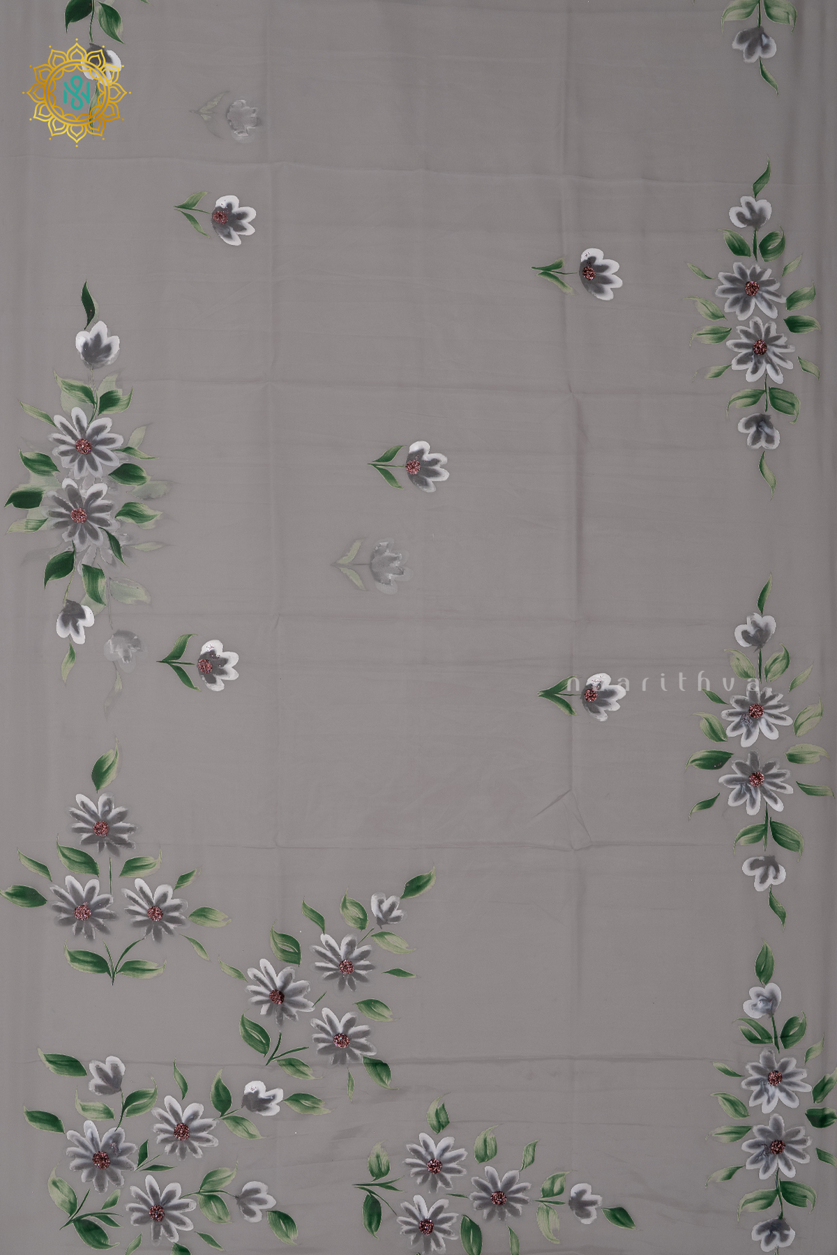 GREY - ORGANZA HAND PAINTED
