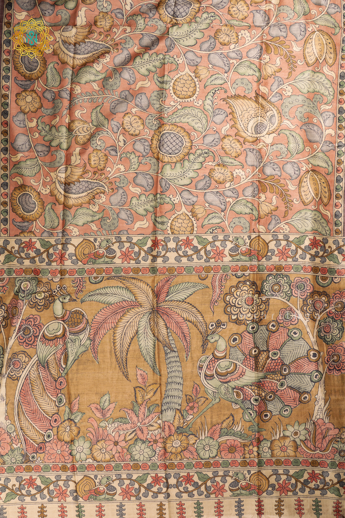LIGHT BISCUIT WITH BROWN - SEMI TUSSAR SILK