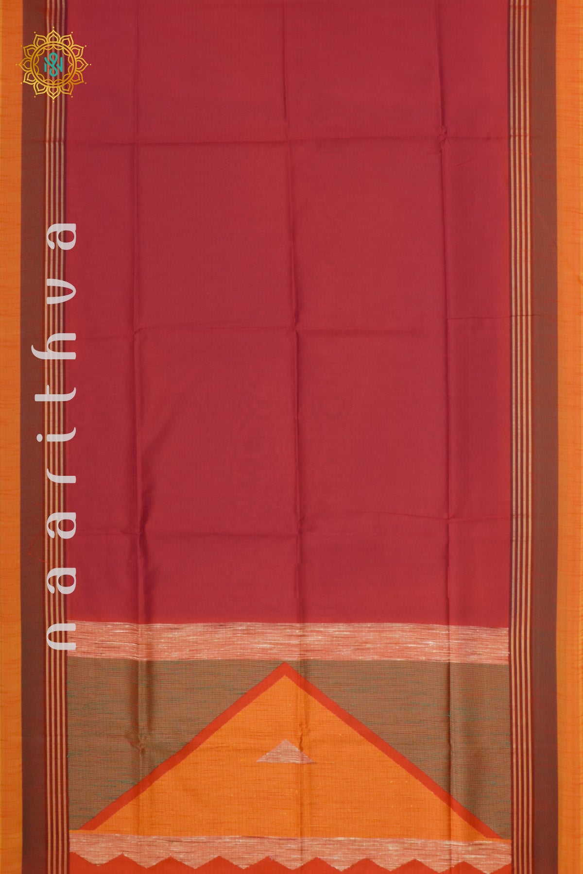 RED WITH YELLOW - SEMI RAW SILK