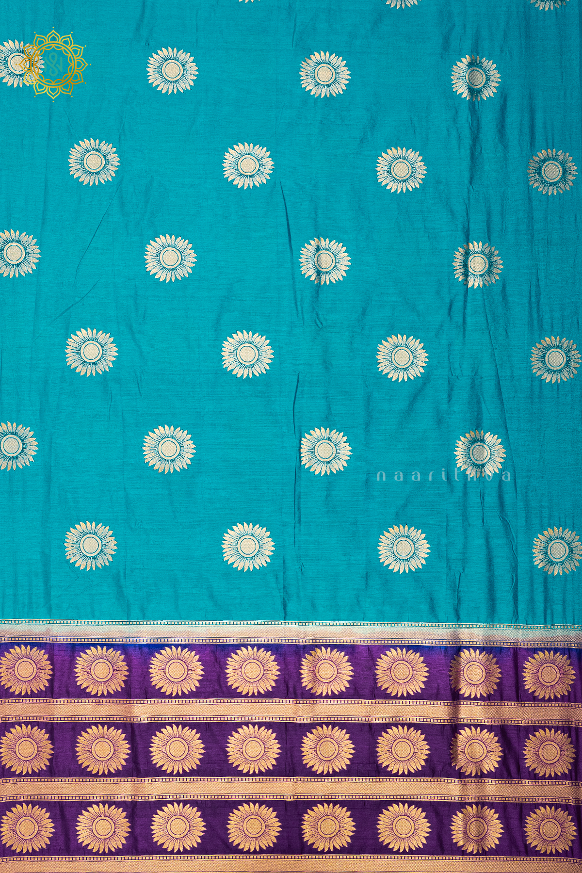 SKY BLUE WITH PURPLE - SEMI RAW SILK