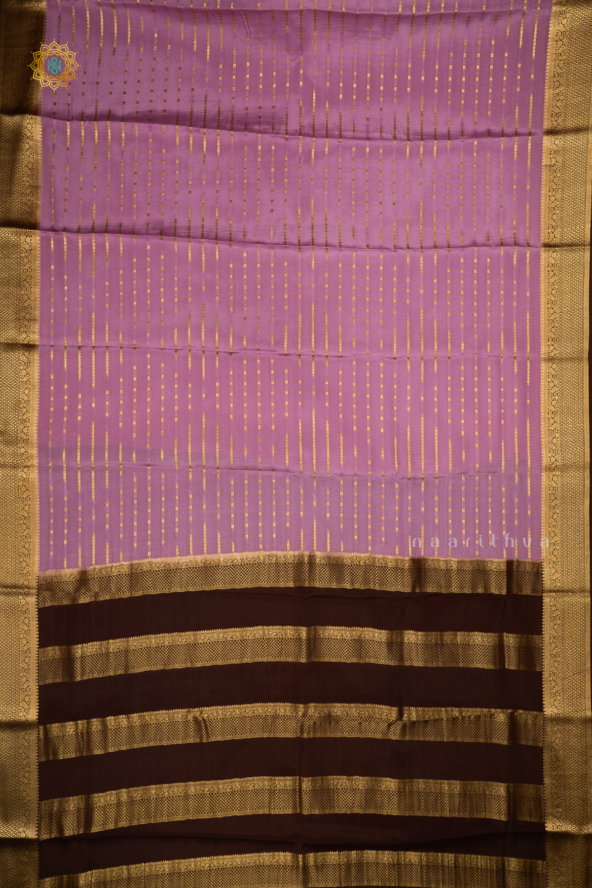 LAVENDER WITH BLACK - PURE MYSORE CREPE SILK