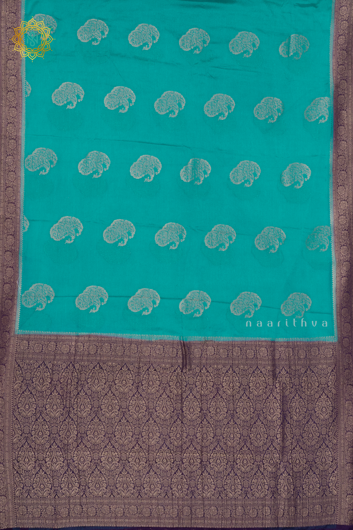 CYAN GREEN WITH PURPLE - SEMI CREPE GEORGETTE