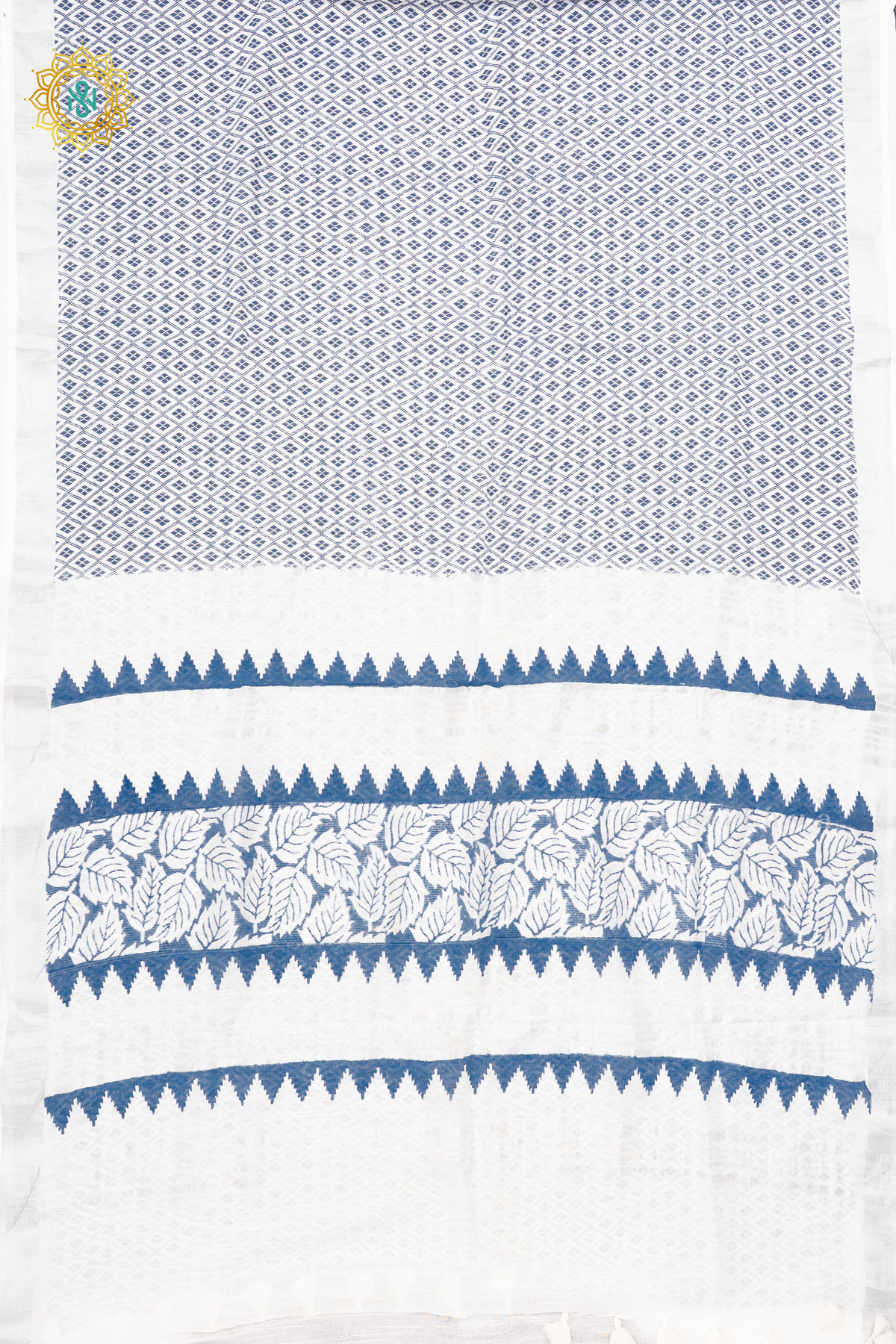 WHITE WITH BLUE - LINEN BY COTTON