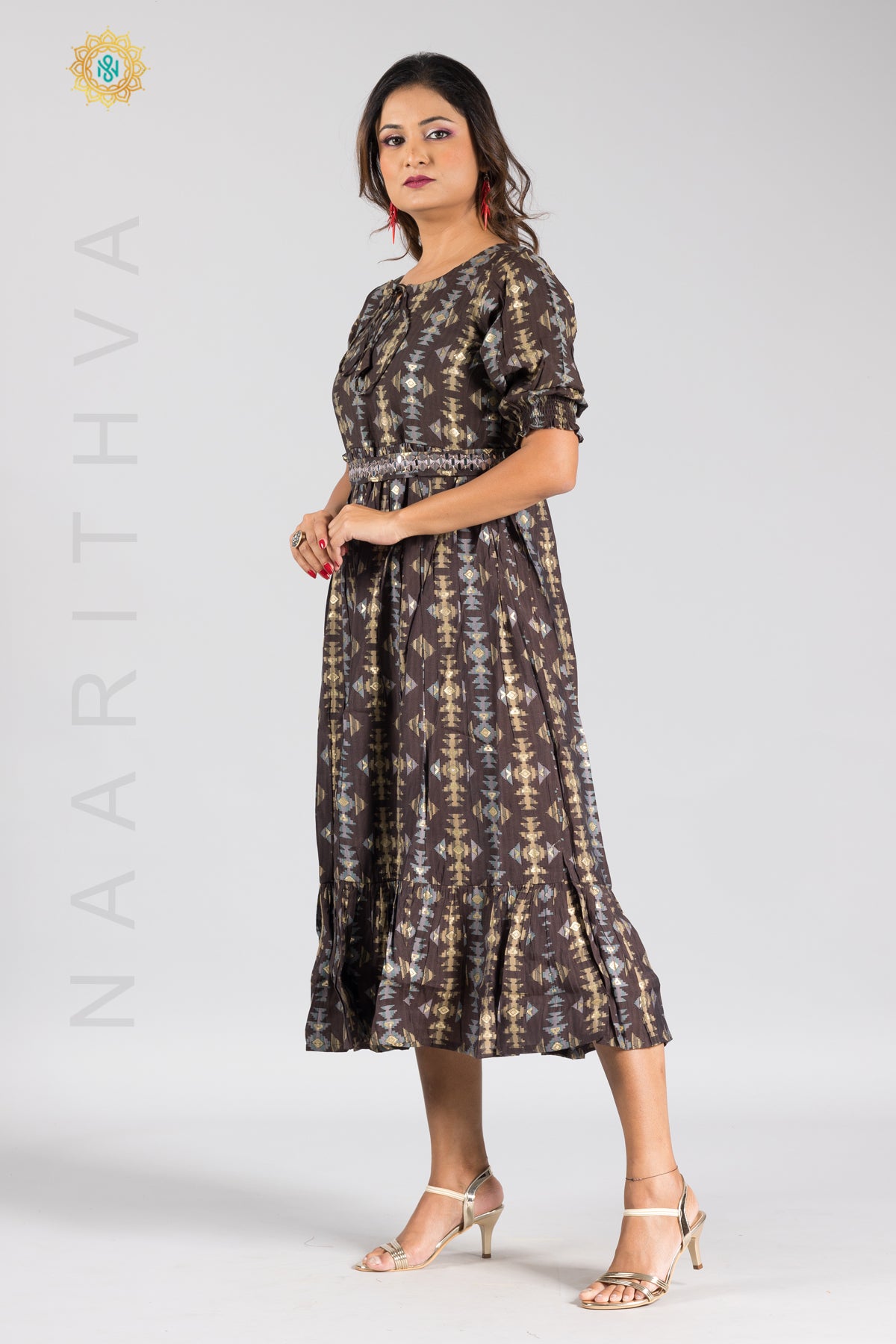 UMBRELLA PATTERN FOIL PRINTED DOUBLE LAYERED KURTI