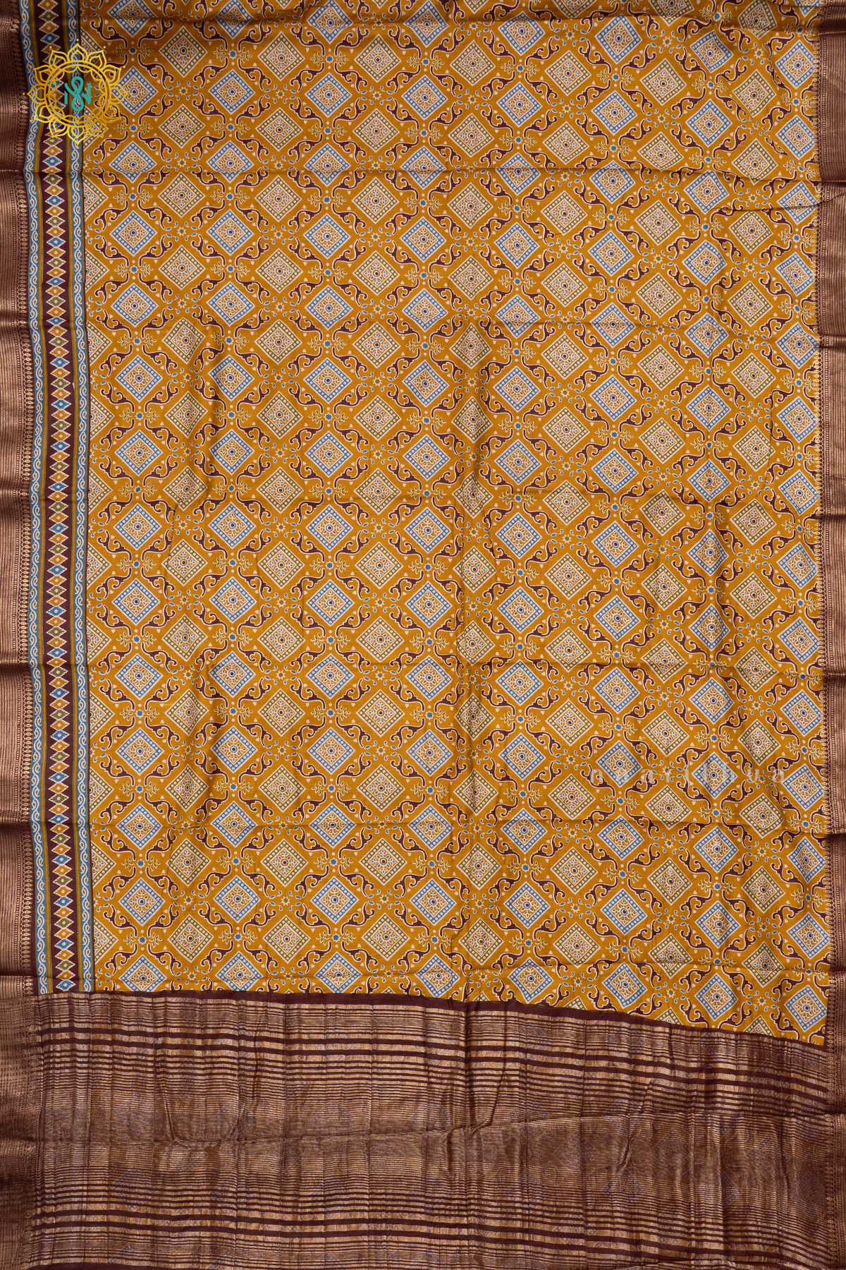 YELLOW WITH BROWN - VISCOSE COTTON