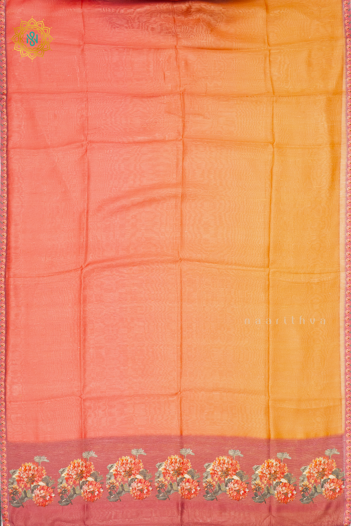 DUAL SHADE OF PEACHISH ORANGE - LINEN BY COTTON