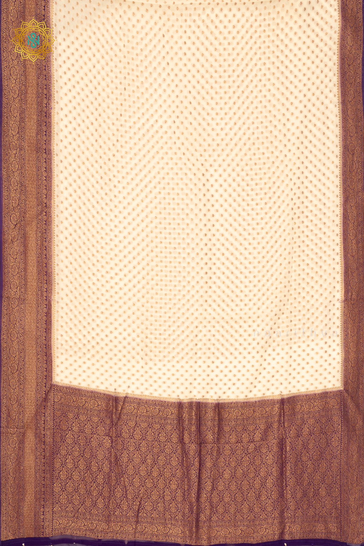 WHITE WITH PURPLE - SEMI GEORGETTE