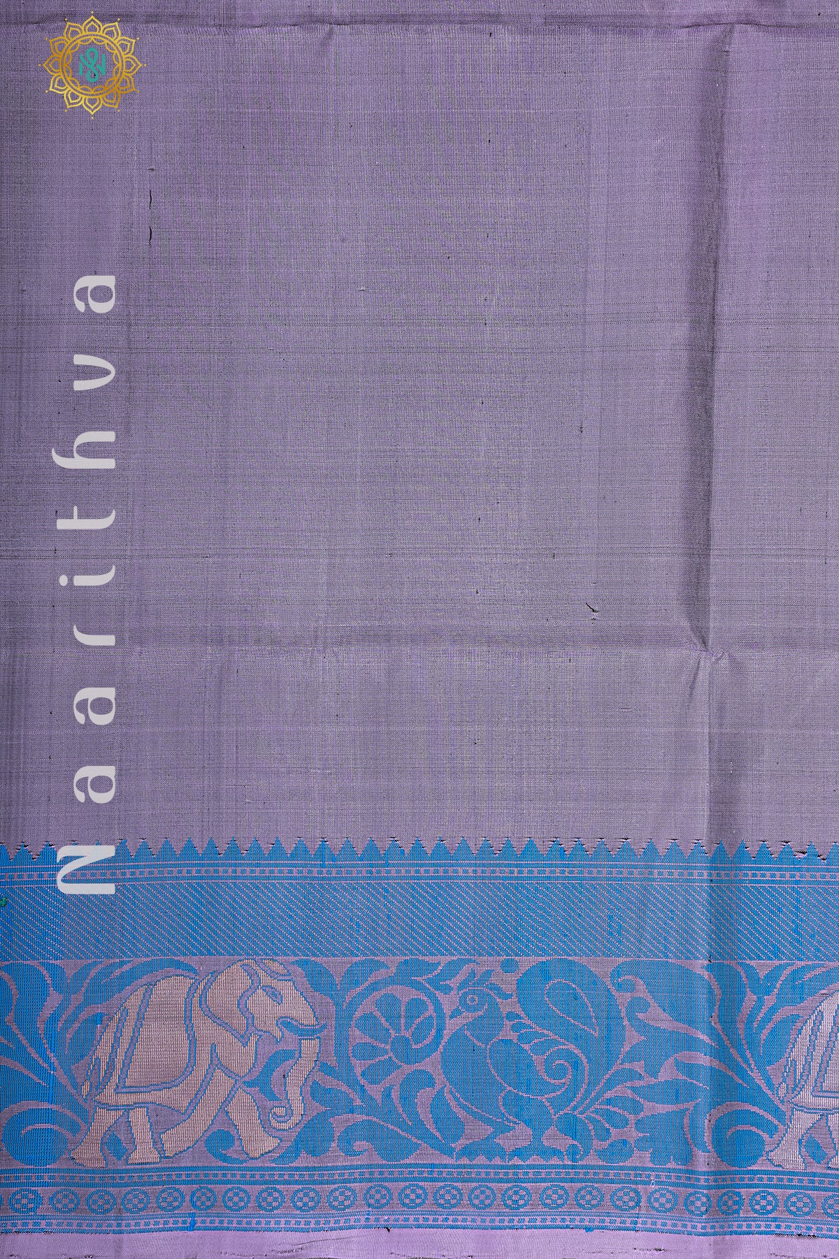 GREYISH LAVENDER WITH BLUE - PURE KANJIVARAM SOFT SILK