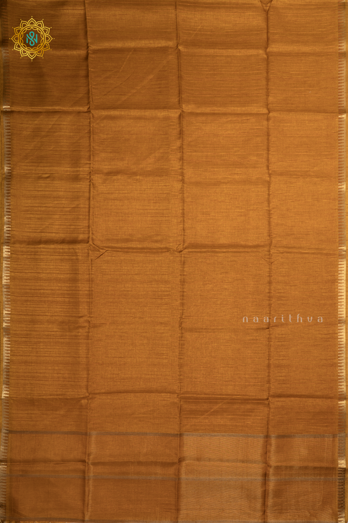 Yellow Semi Raw Silk Saree With Plain Body And Temple Zari Border