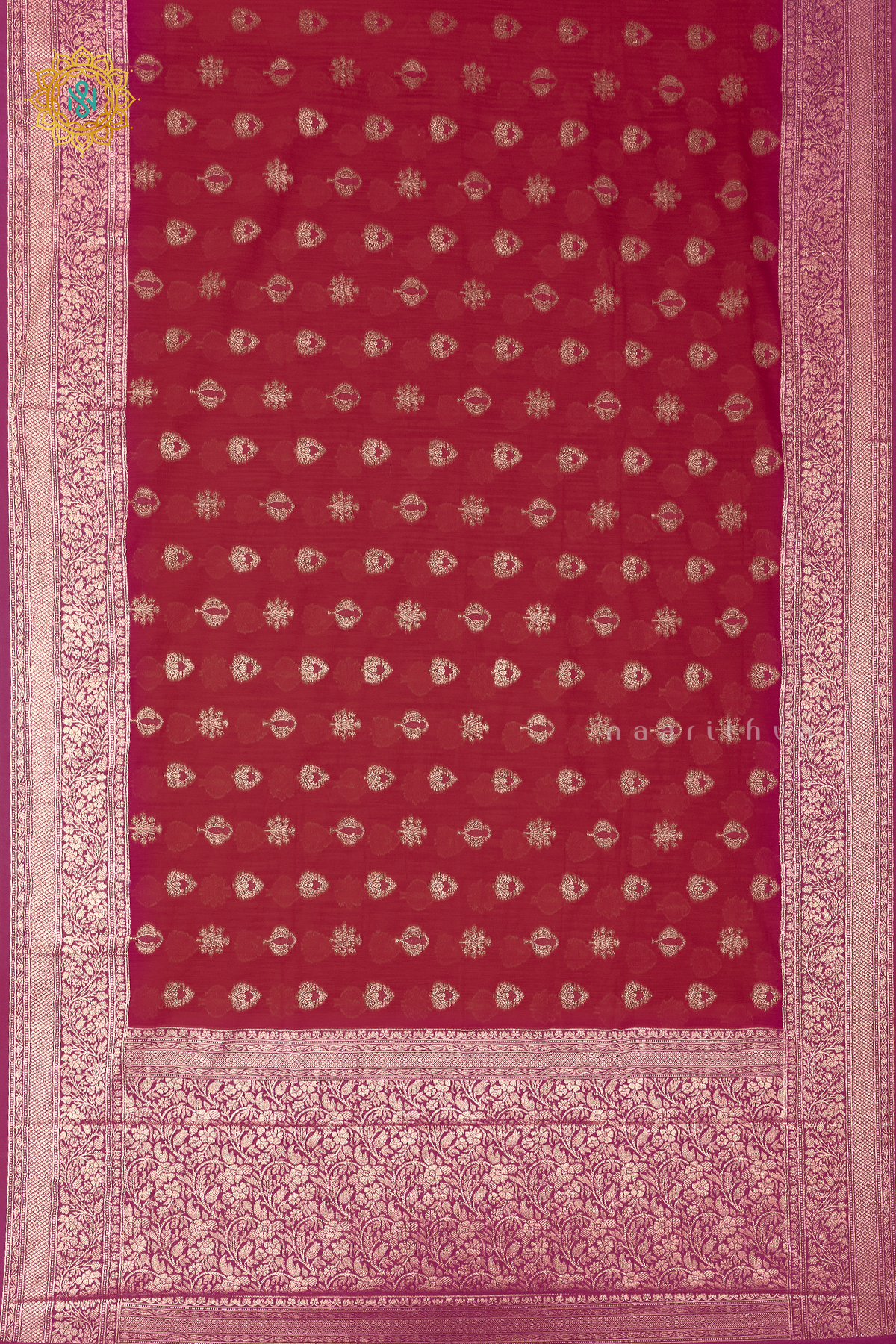 RED WITH PINK - JUTE COTTON