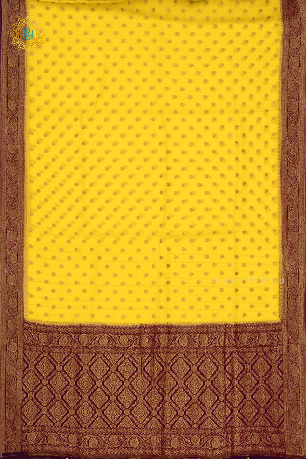 YELLOW WITH WINE - SEMI GEORGETTE