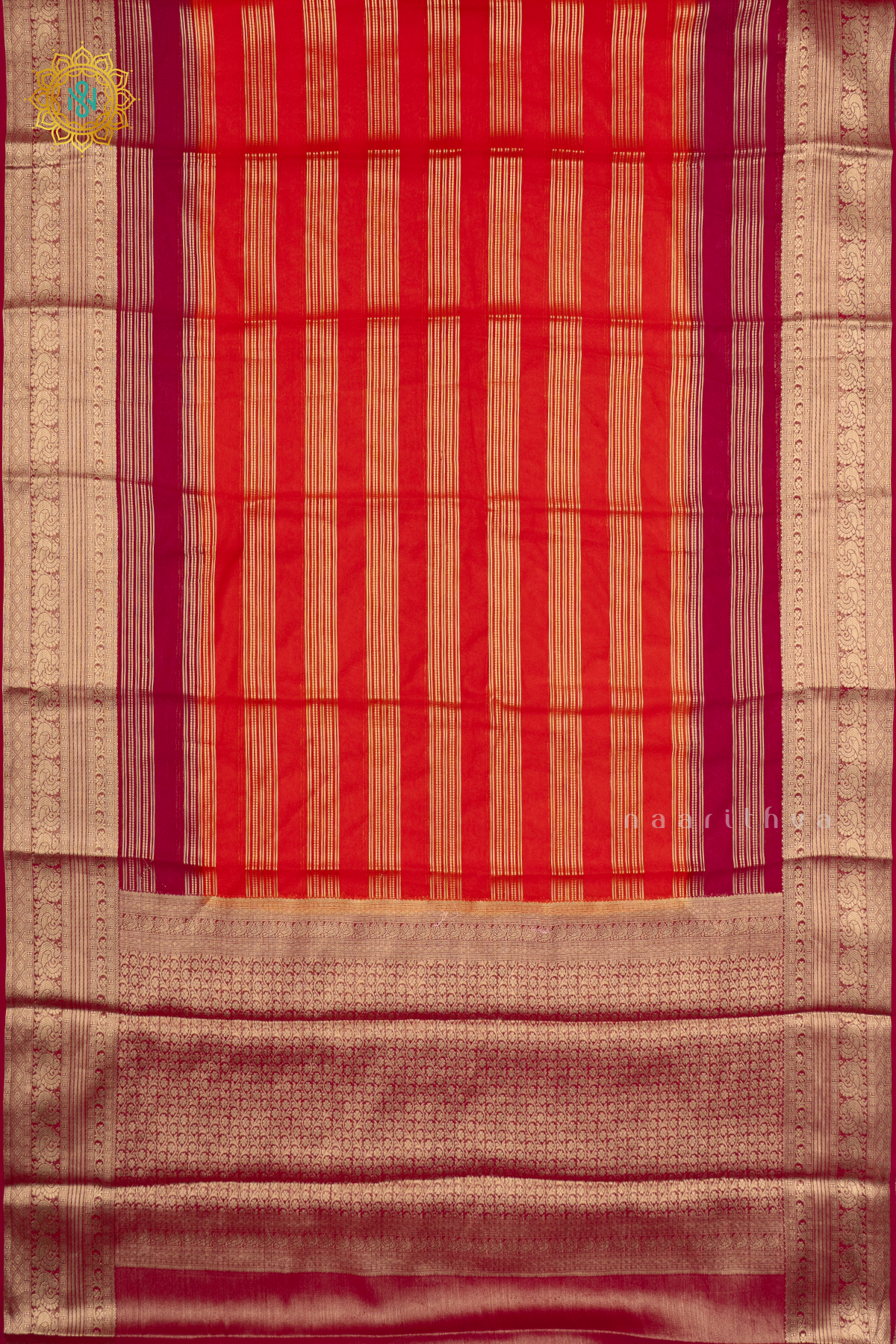 ORANGE WITH PINK - SEMI CREPE GEORGETTE