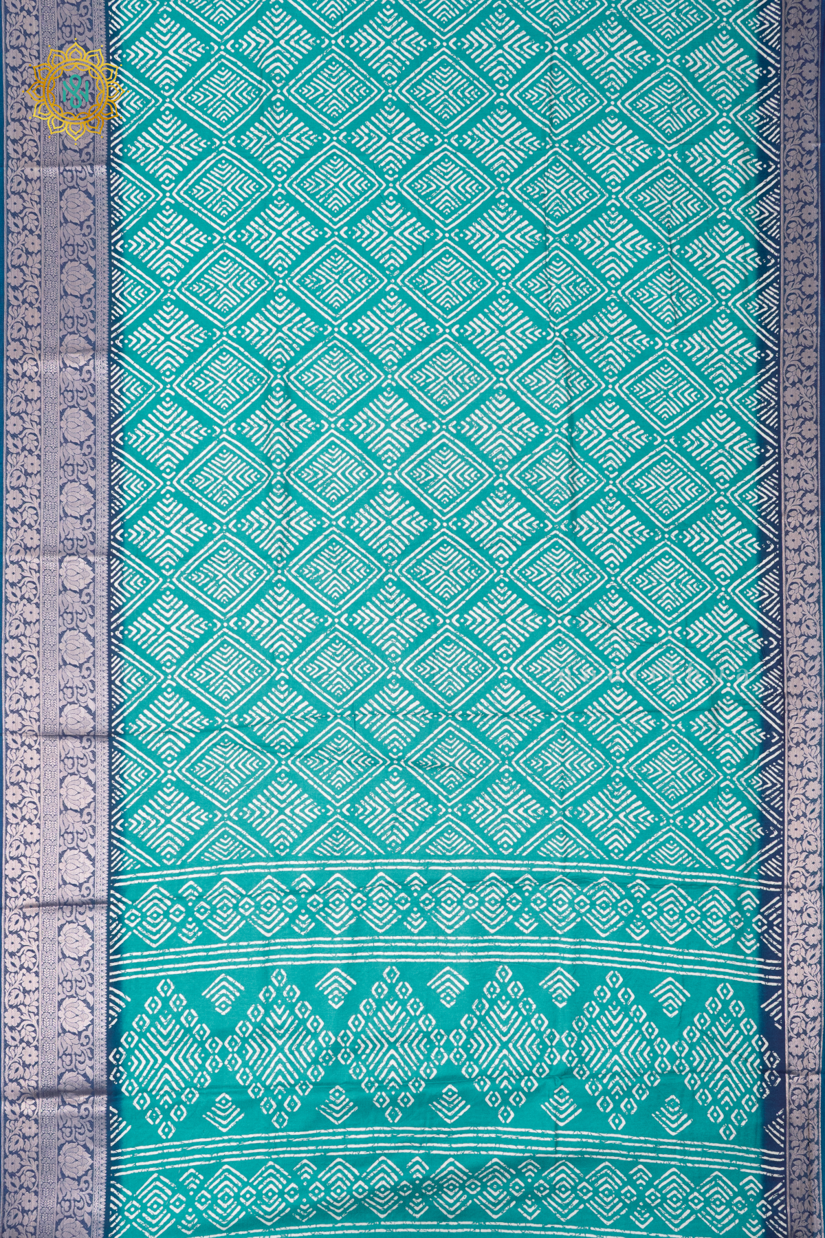 AQUA GREEN WITH TEAL BLUE - DOLA SILK