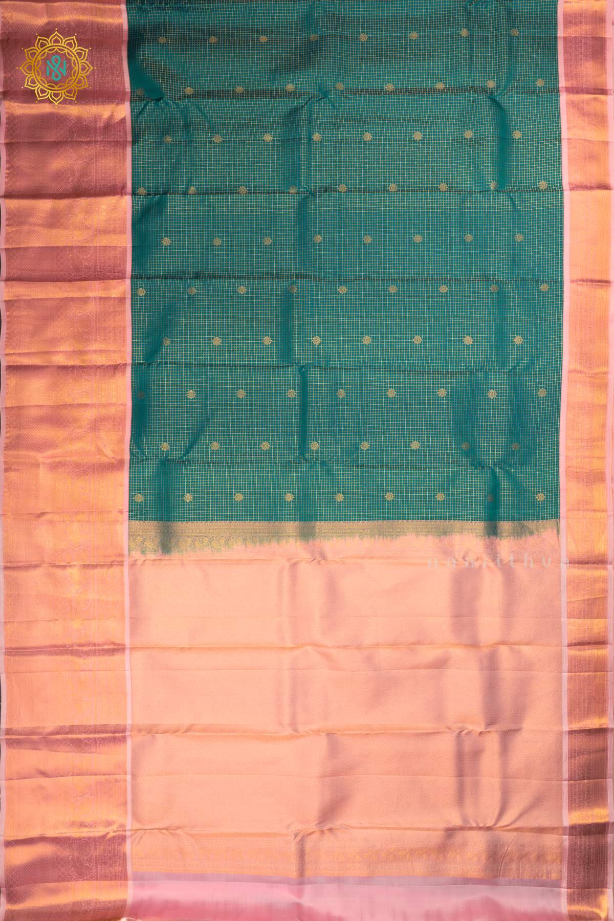GREEN WITH PEACH - PURE KANJIVARAM SILK