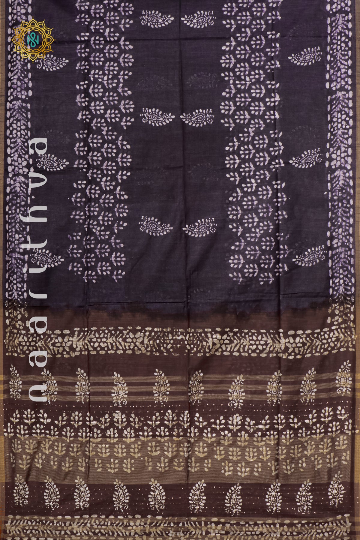 NAVY BLUE WITH BROWN - SLUB COTTON