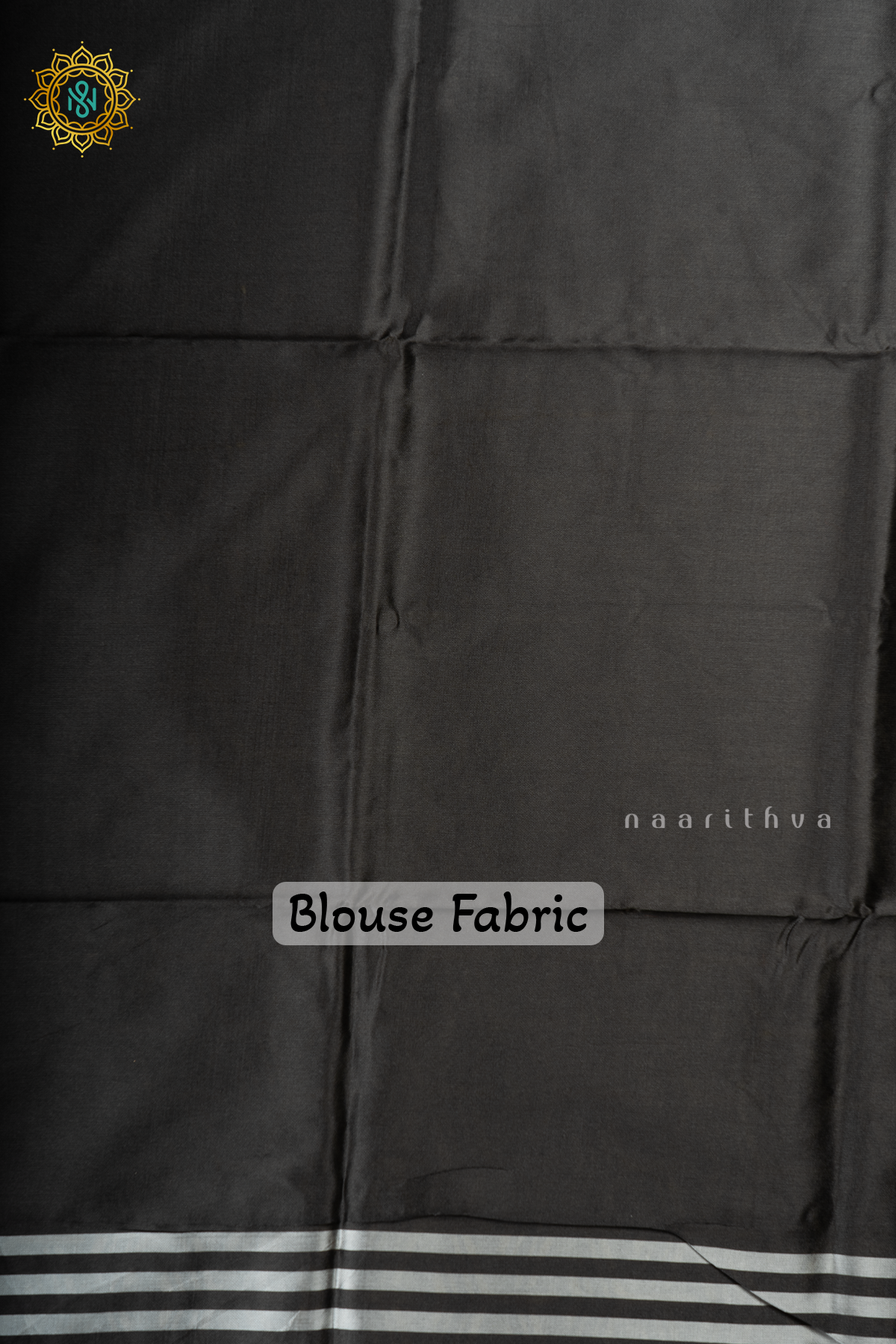Black Semi Tussar Silk With Printed Body With Zari Border & Pallu