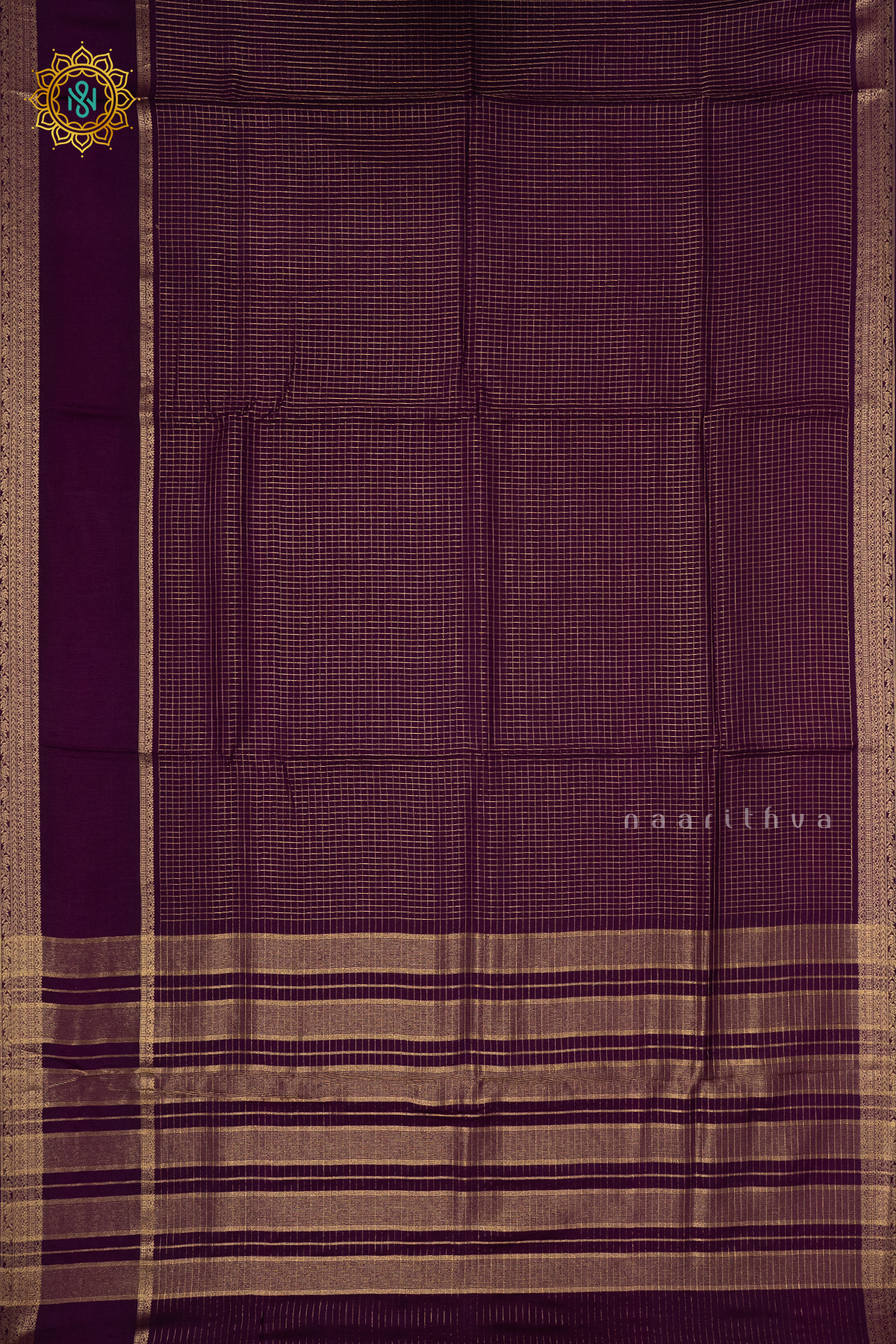 PURPLE WITH YELLOW - SEMI CREPE SILK