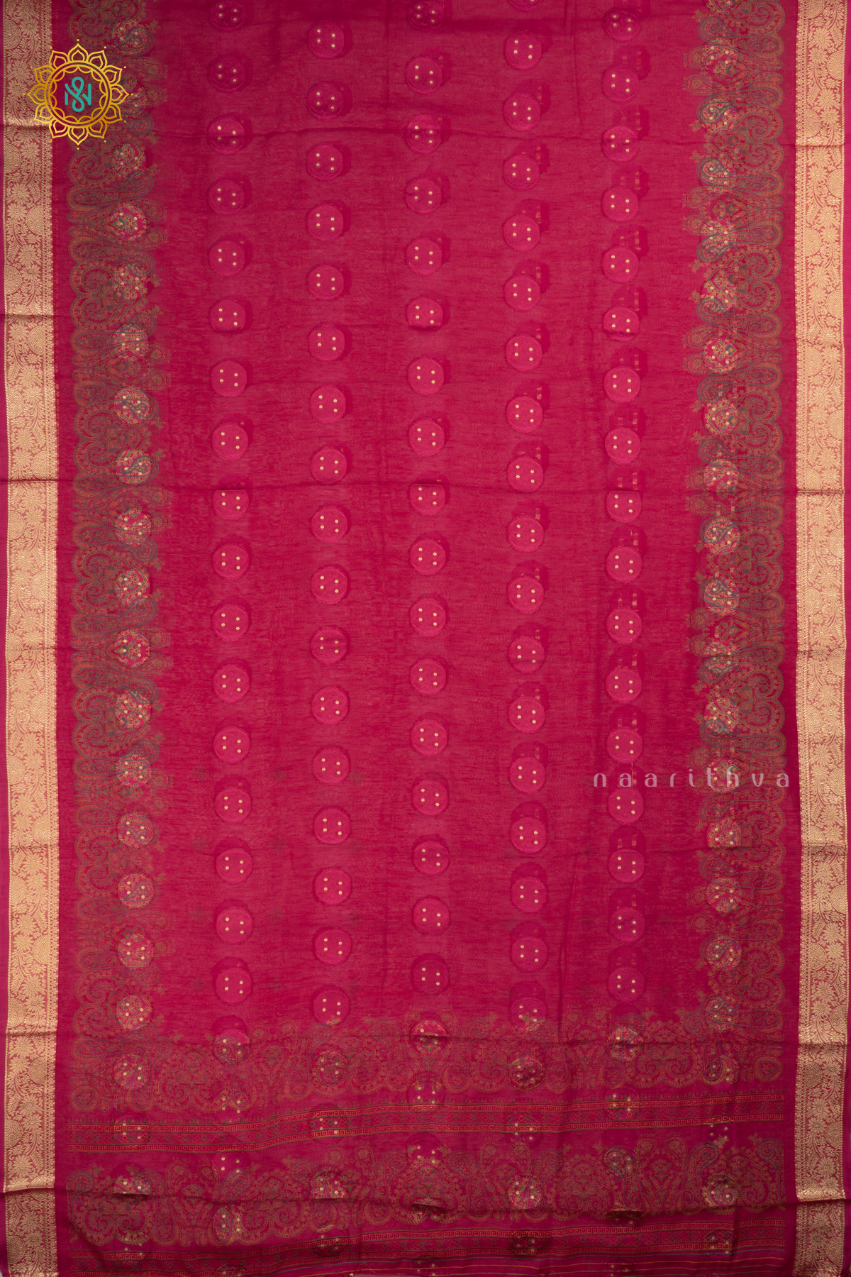 Pink Semi Georgette Saree With Printed Body And Zari Border