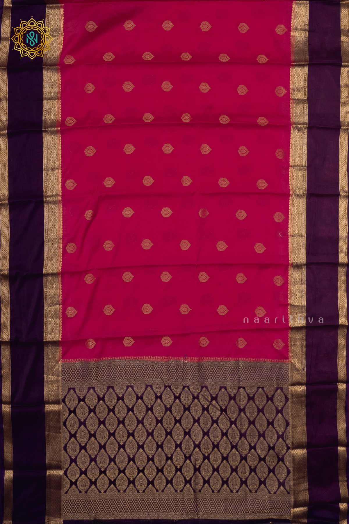 PINK WITH PURPLE - SEMI MYSORE CREPE SILK