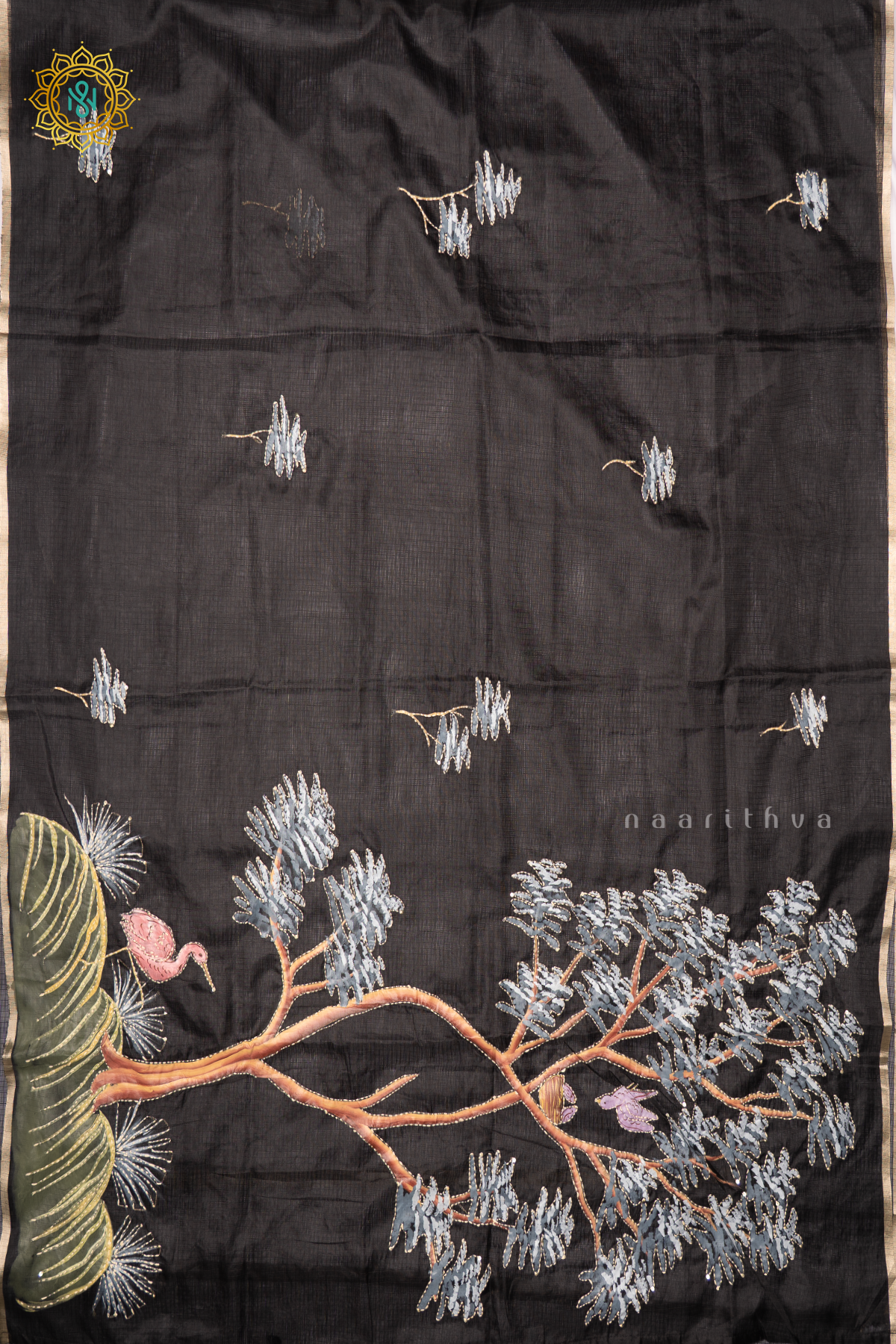 BLACK - KOTA COTTON WITH KATHA WORK