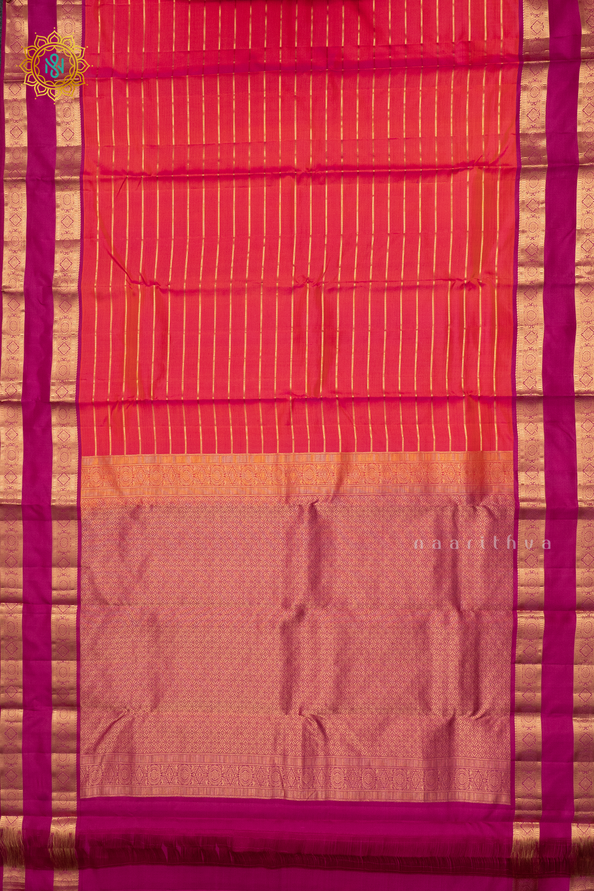 DUAL SHADE OF ORANGE WITH PINK - PURE KANJIVARAM SILK