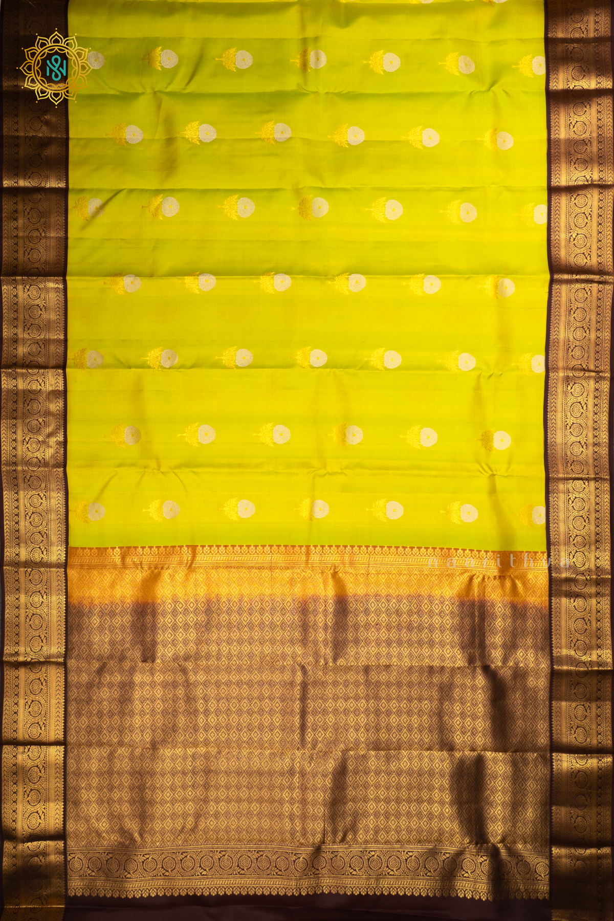 LEMON YELLOW WITH BROWN - PURE KANJIVARAM SILK