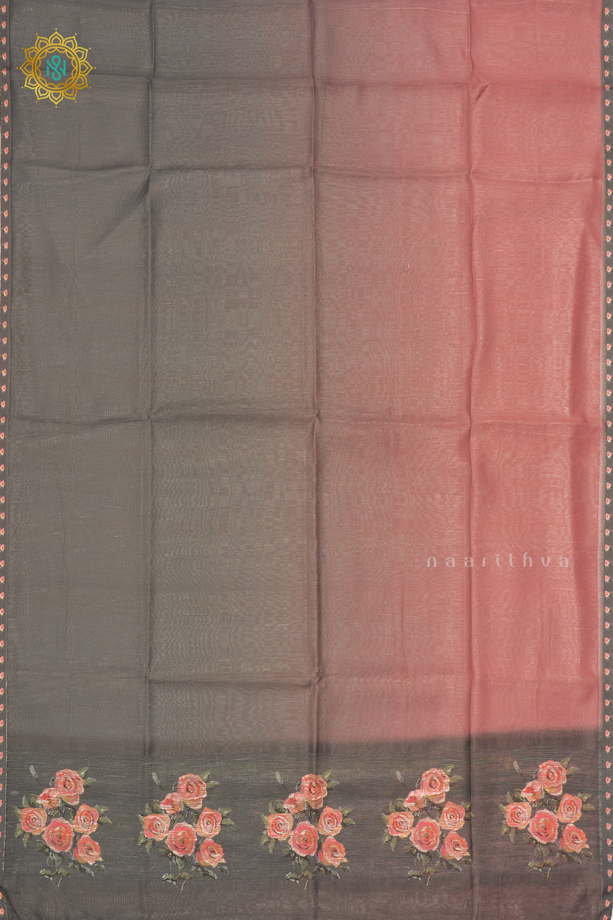 PEACH WITH GREY - LINEN BY COTTON