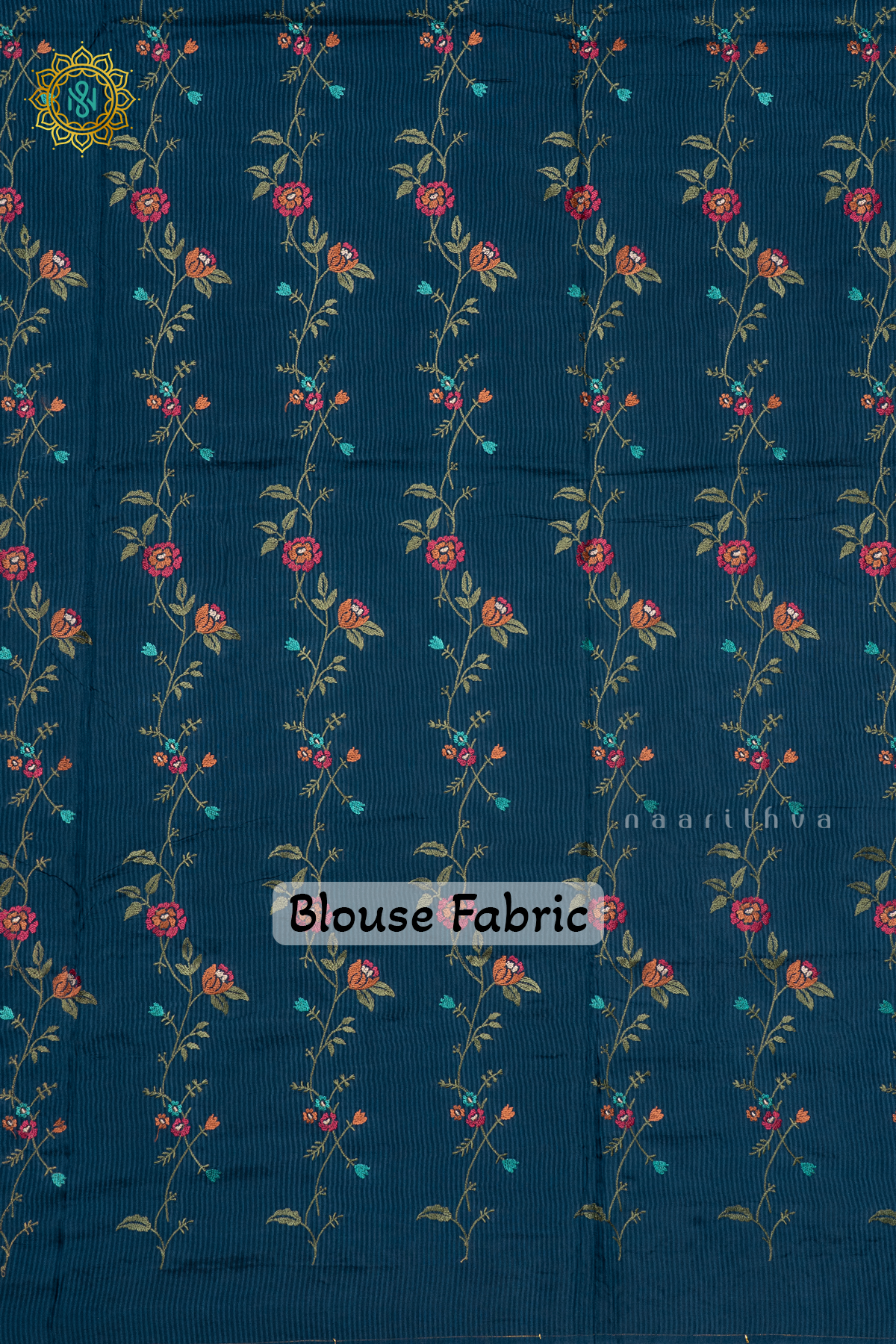 TEAL BLUE - SEMI CREPE SILK WITH EMBROIDERY