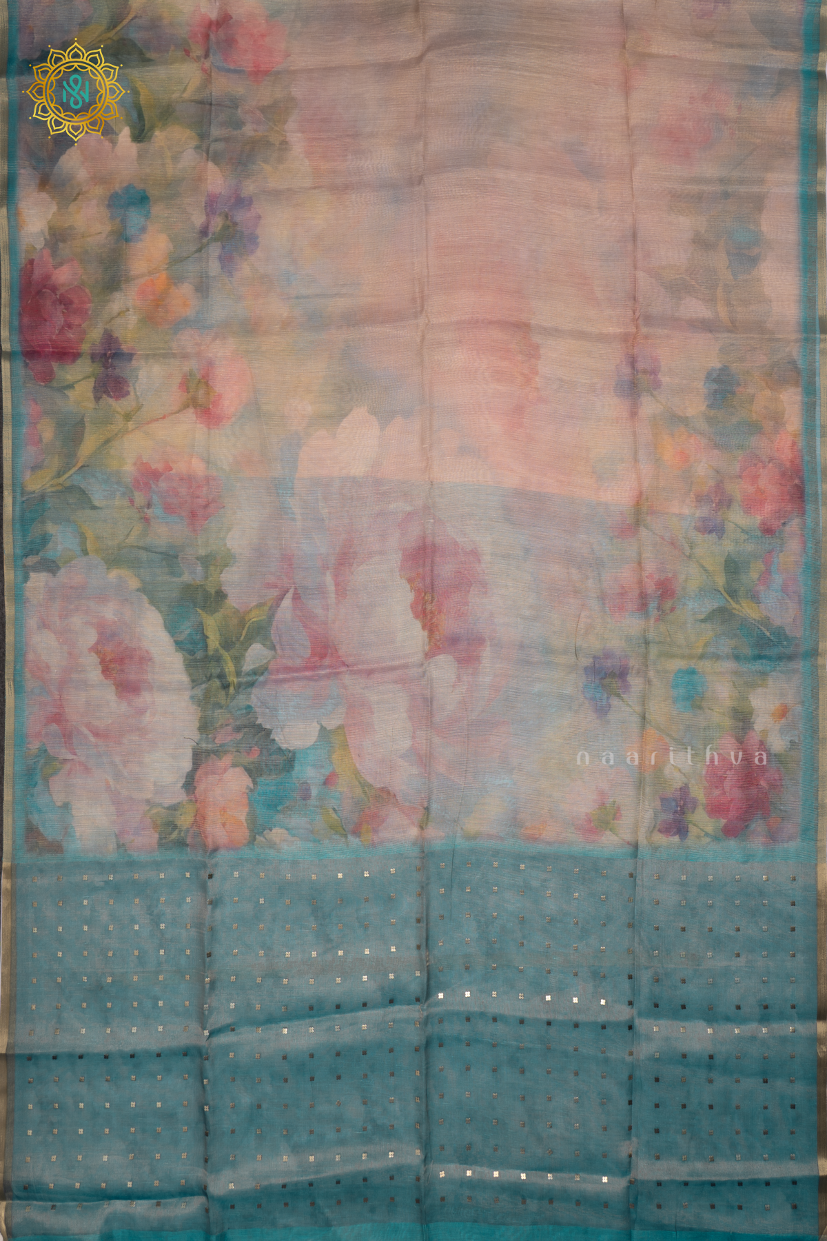 PEACH WITH AQUA BLUE - LINEN TISSUE