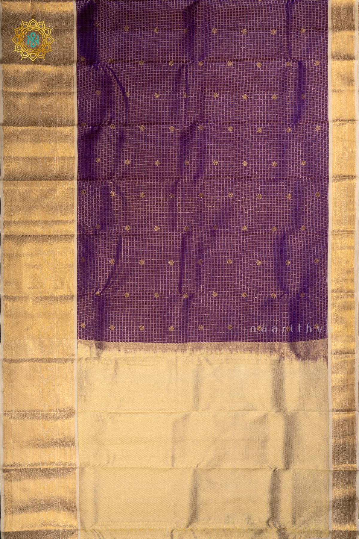 PURPLE WITH OFF WHITE - PURE KANJIVARAM SILK