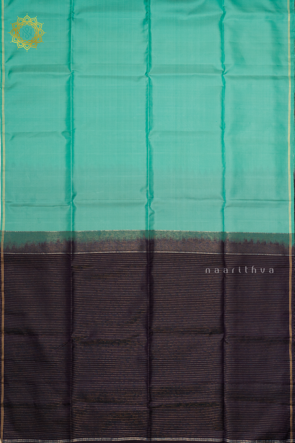 AQUA GREEN WITH PURPLE - PURE KANJIAVARAM SOFT SILK