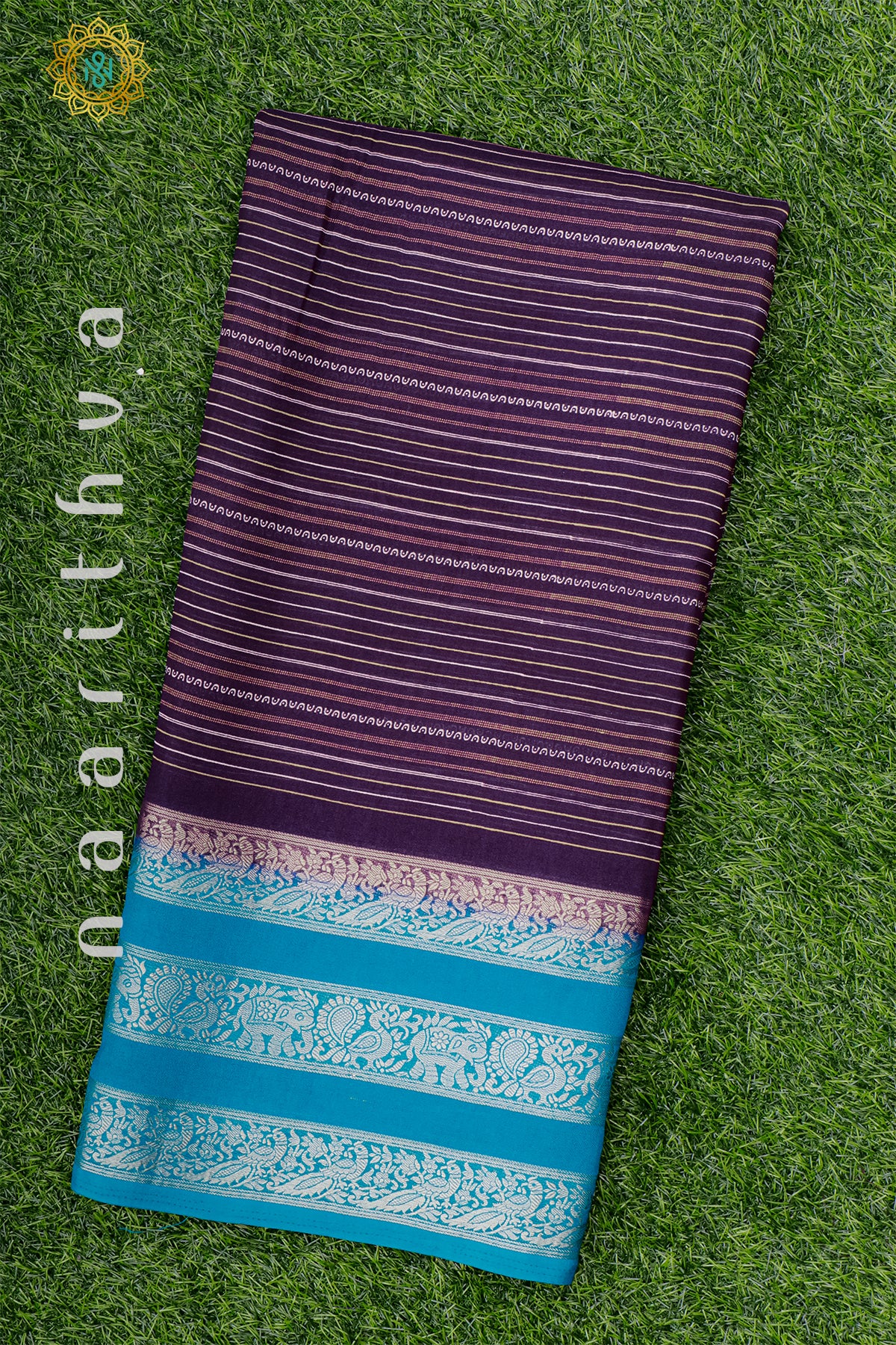 PURPLE WITH SKY BLUE - SEMI GEORGETTE