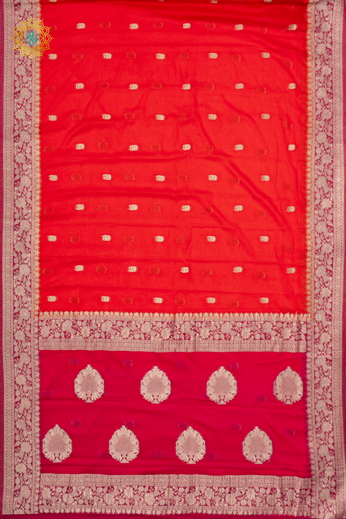 ORANGE WITH PINK - SEMI CHIFFON BANARASI