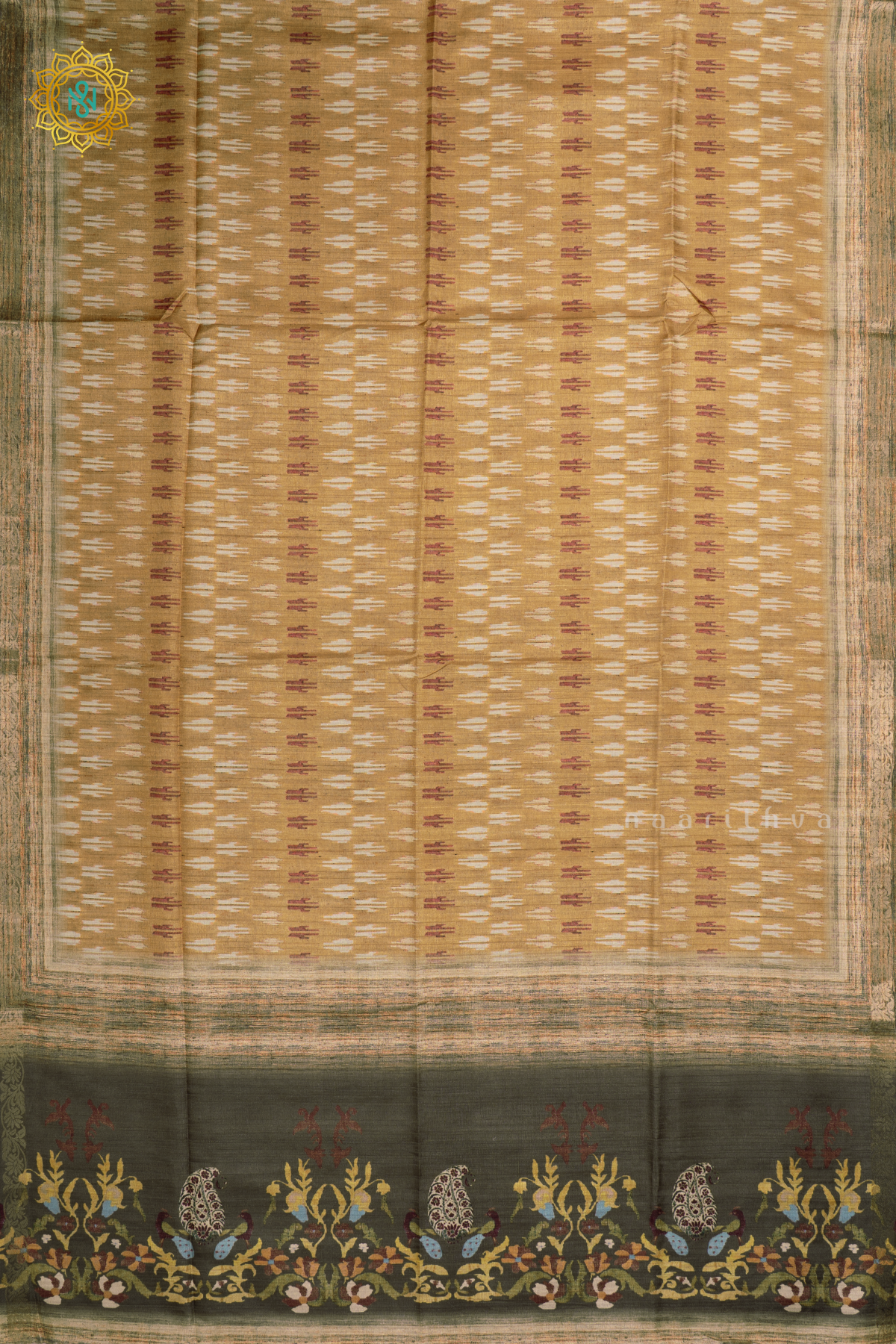 Mustard Yellow - Semi Gicha Tussar Saree Allover Printed Body With Zari Border, Pallu And Blouse