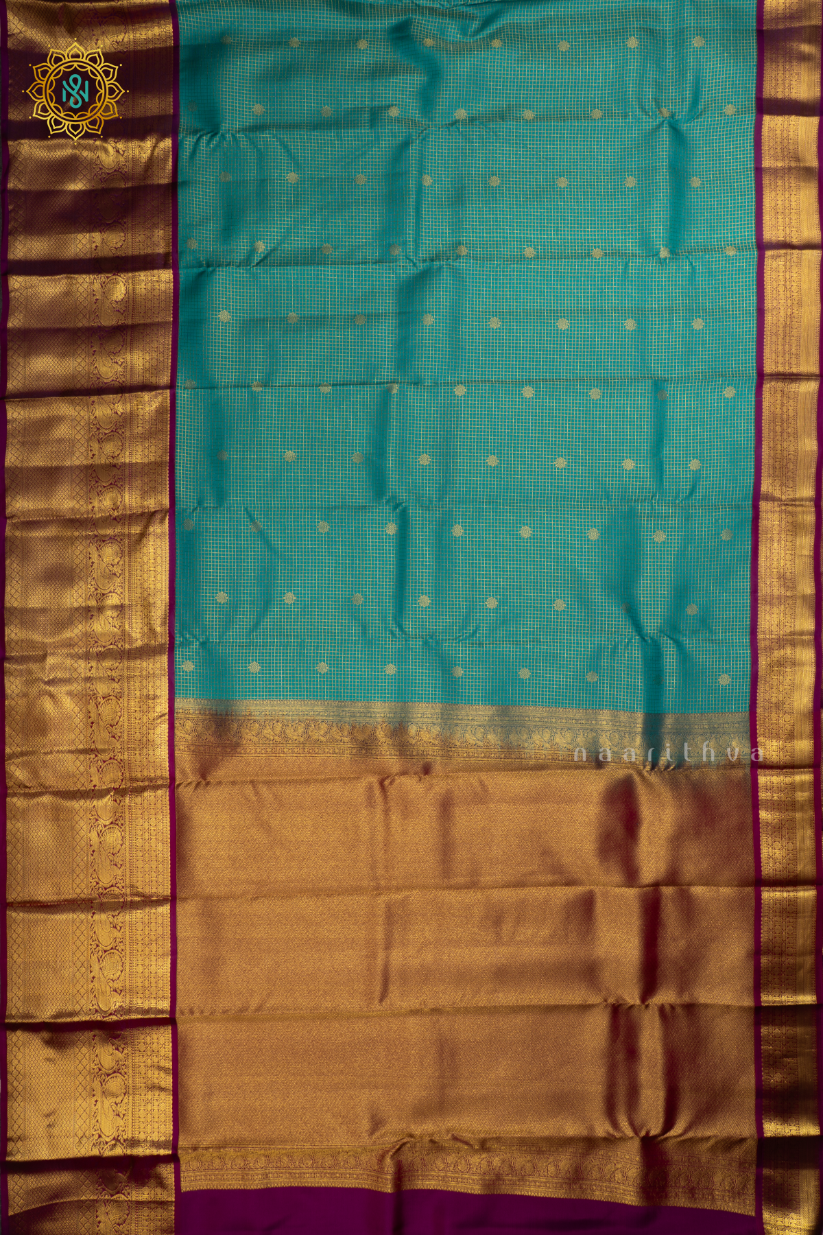 AQUA GREEN WITH MAGENTA - PURE KANJIVARAM SILK