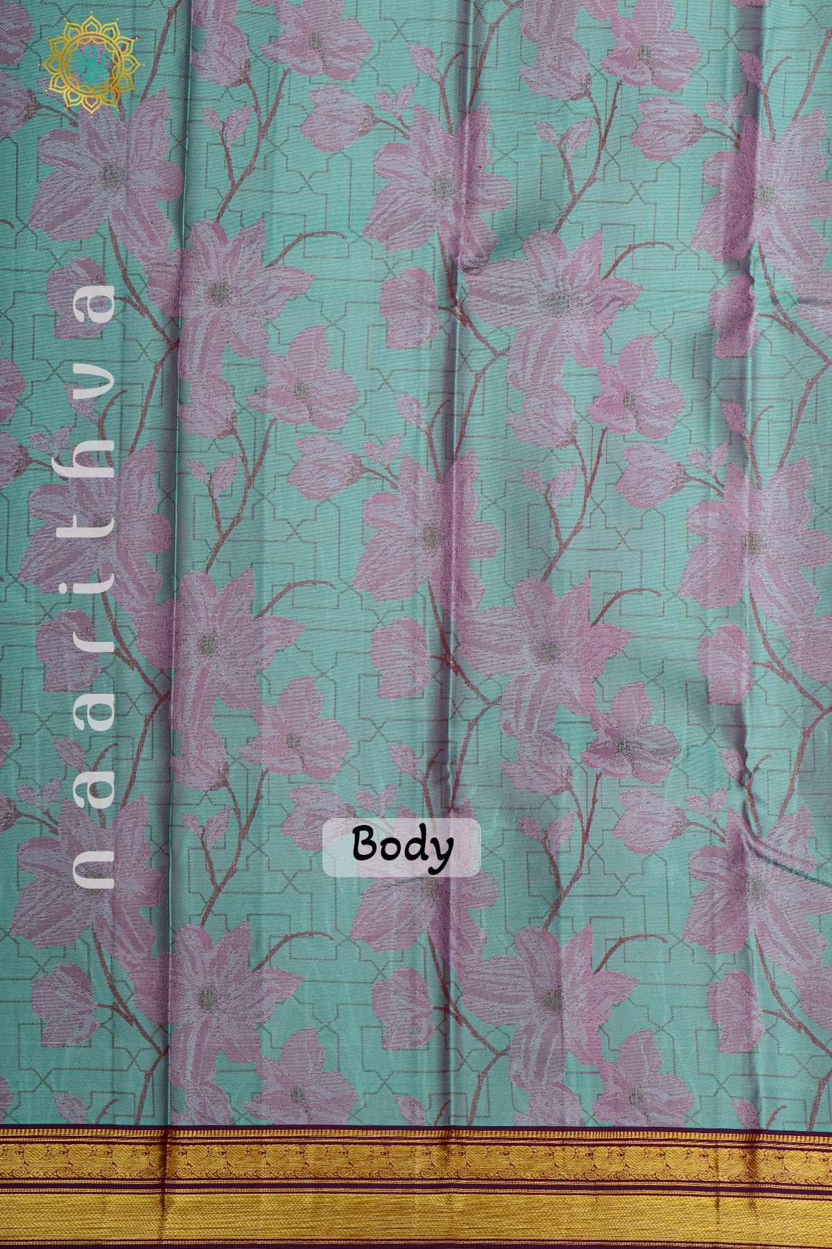 AQUA BLUE WITH DEEP WINE - PURE KANJIVARAM SILK