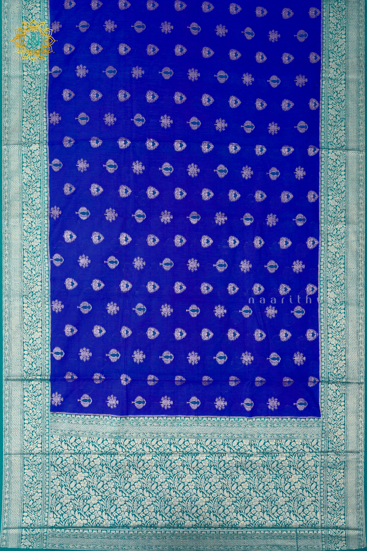 ROYAL BLUE WITH GREEN - JUTE COTTON